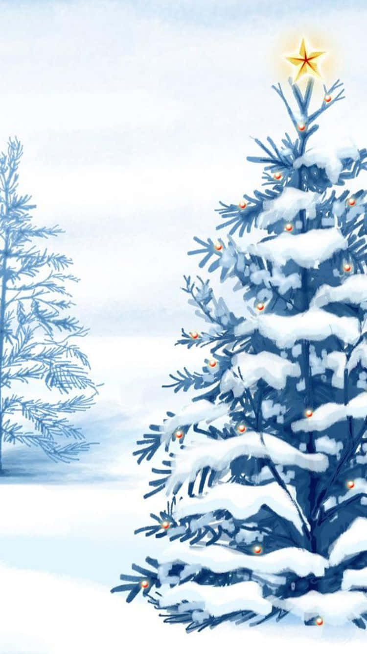 iPhone Stedsegrønt Juletræ Sne Wallpapers