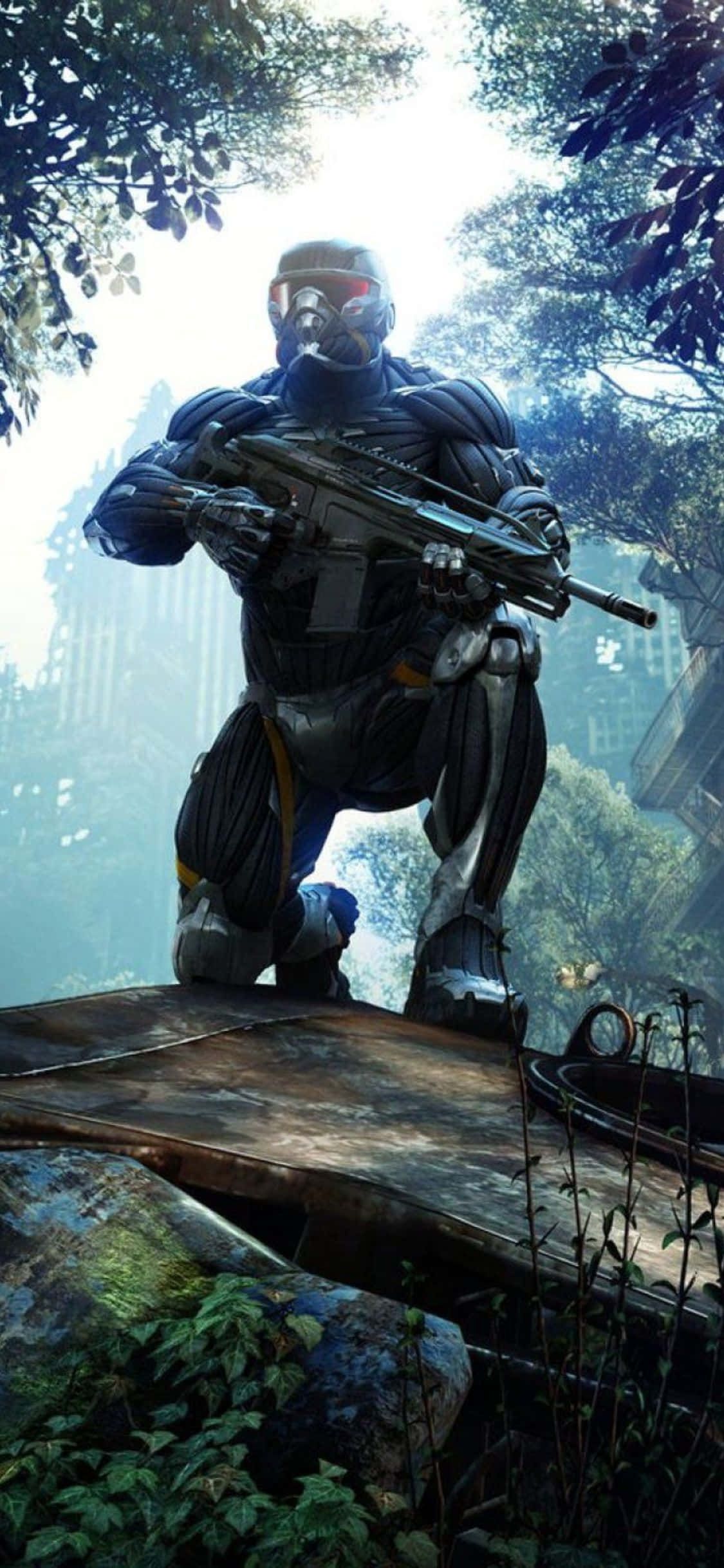 iPhone X Crysis 3 Gevær Skov Baggrund Wallpapers