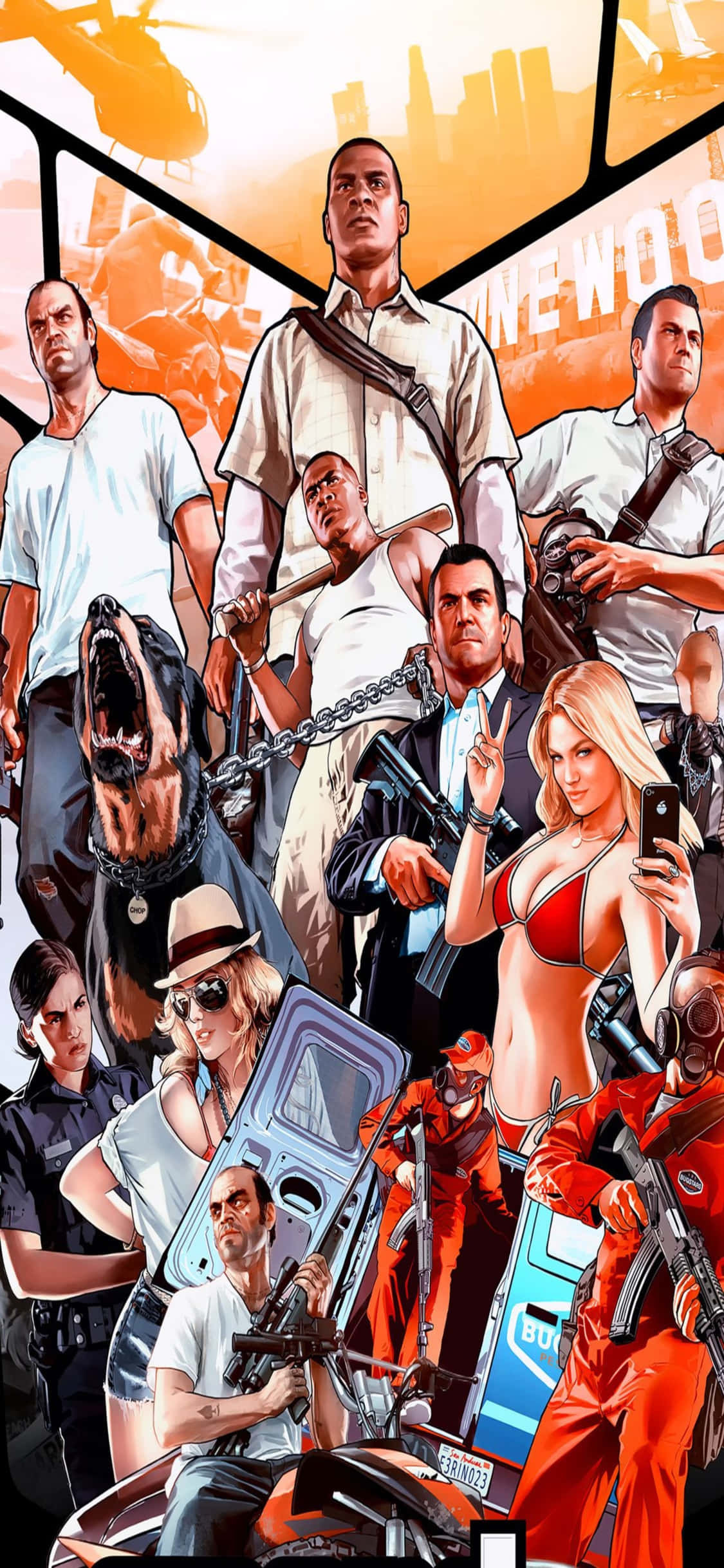 iPhone X Grand Theft Auto V Baggrund & Karakteren Wallpapers