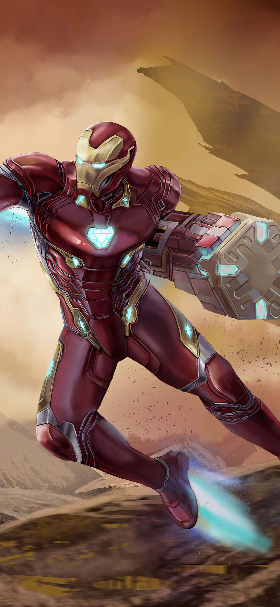 iPhone X Iron Man baggrund Iron Man med hammerarm Wallpapers