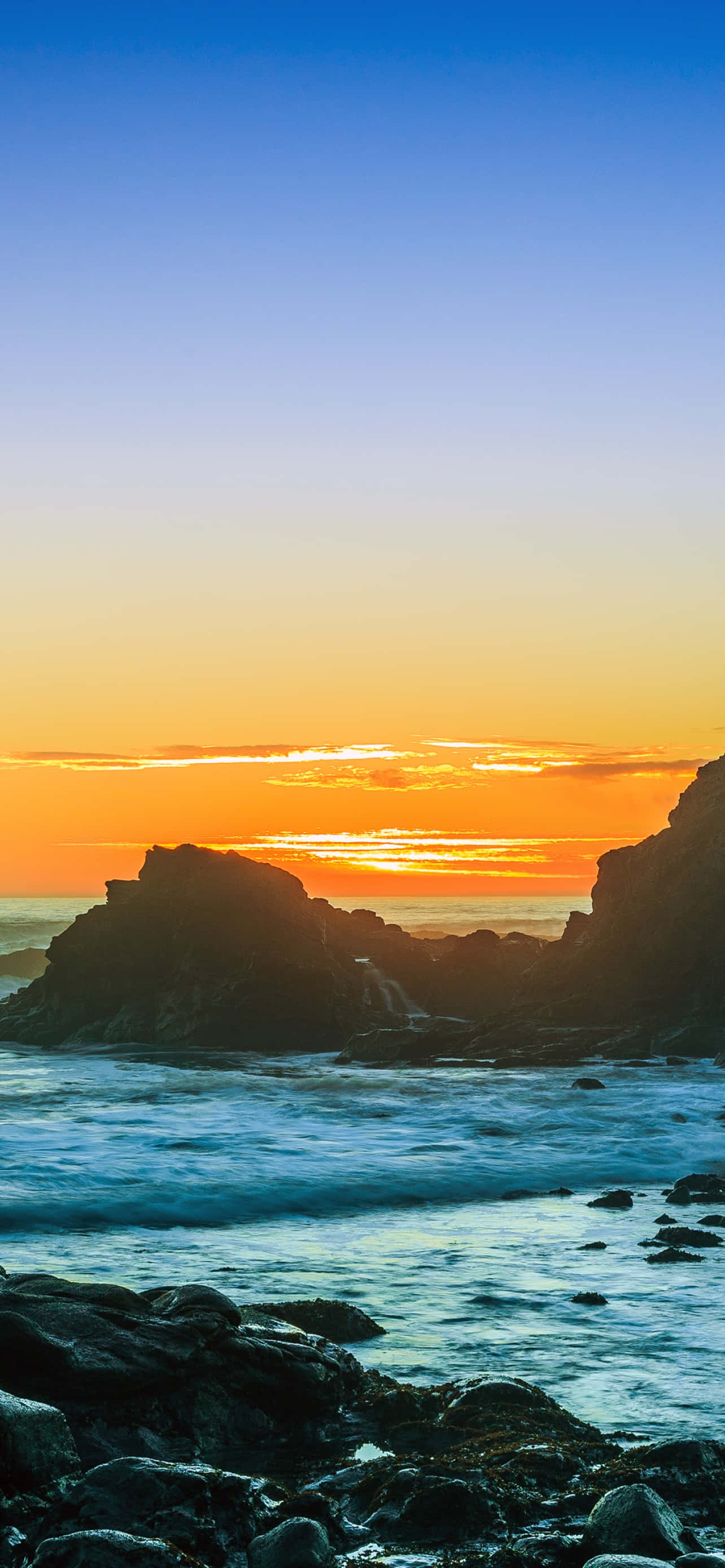 iPhone X Malibu Baggrund Blå & Orange Himmel Wallpapers