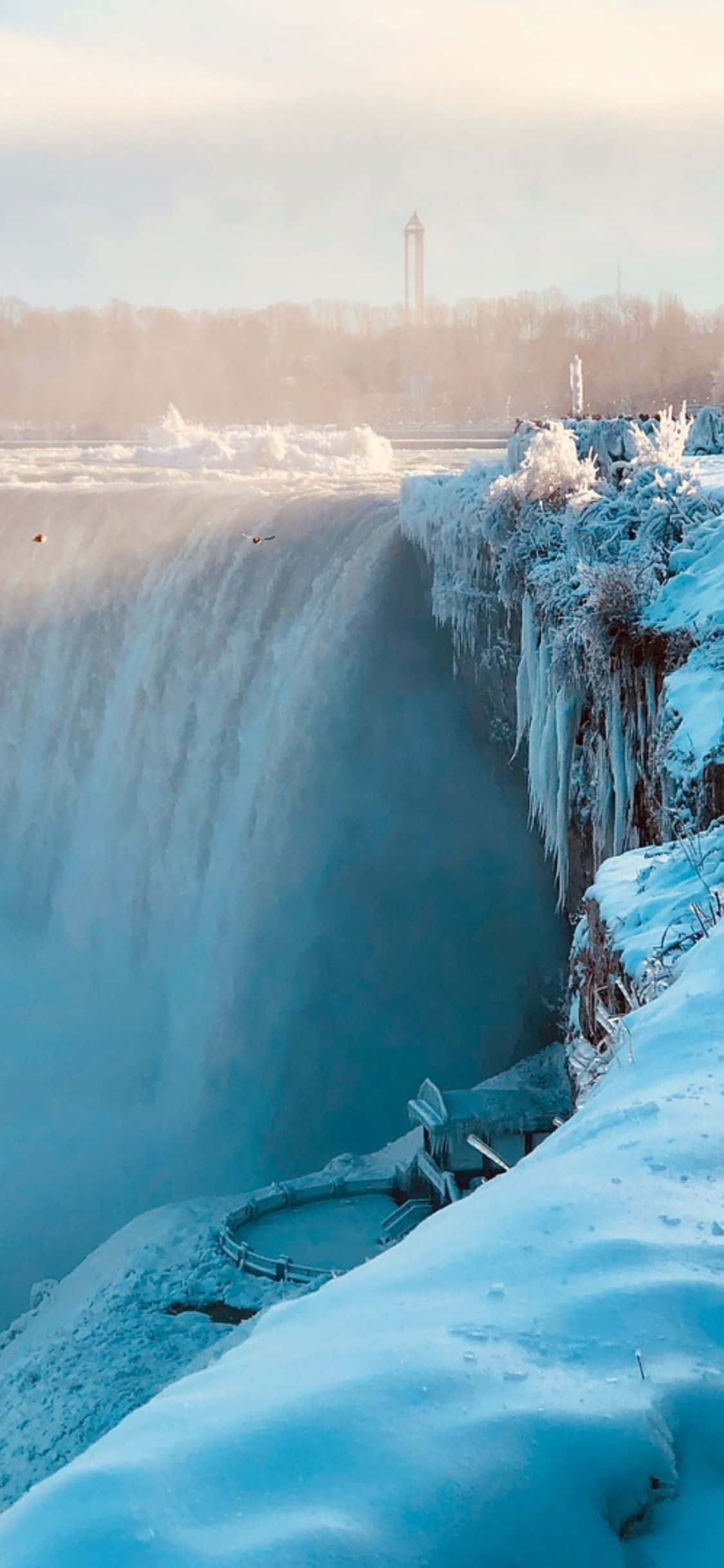 iPhone X Niagara Falls Vintersæson Baggrund Wallpapers