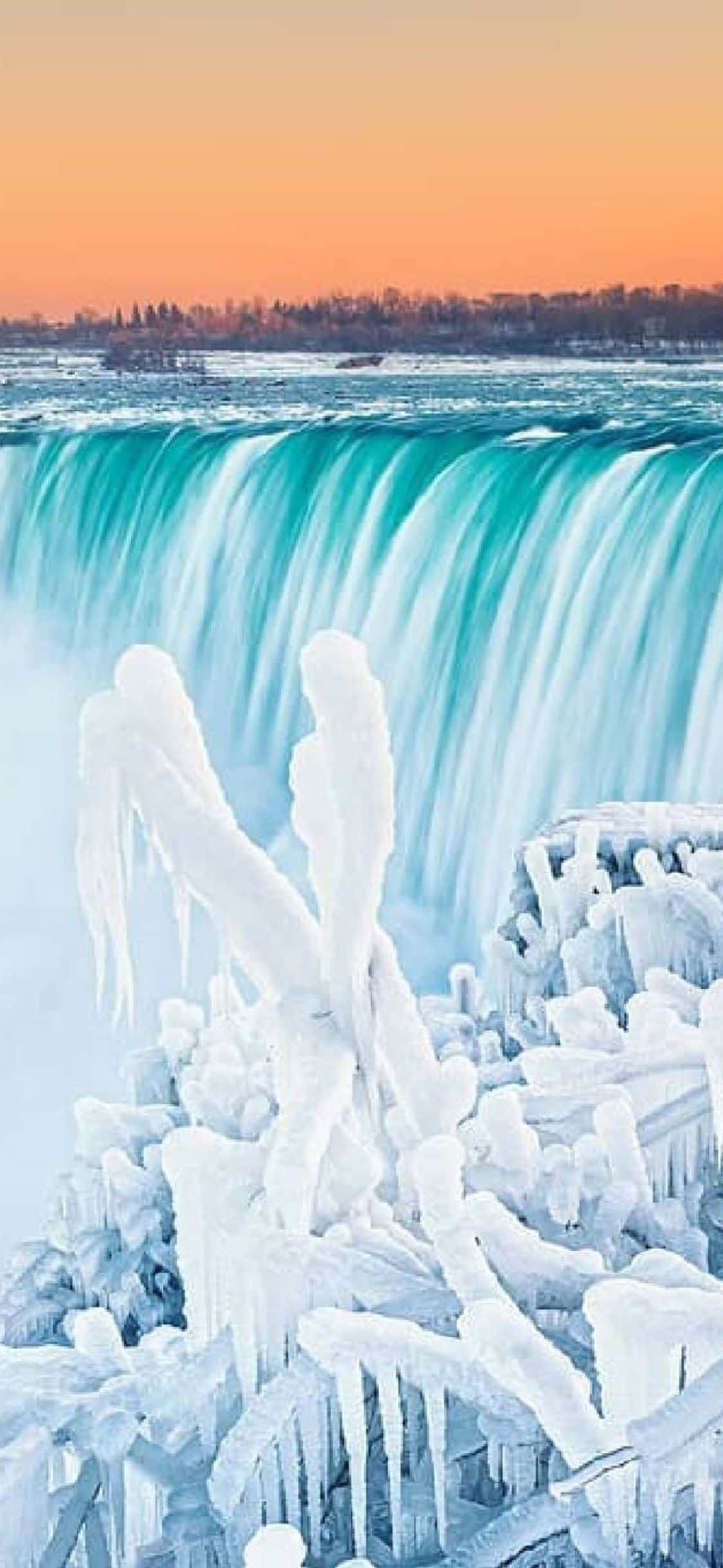 iPhone X Niagara Falls Frosset Baggrund Wallpapers