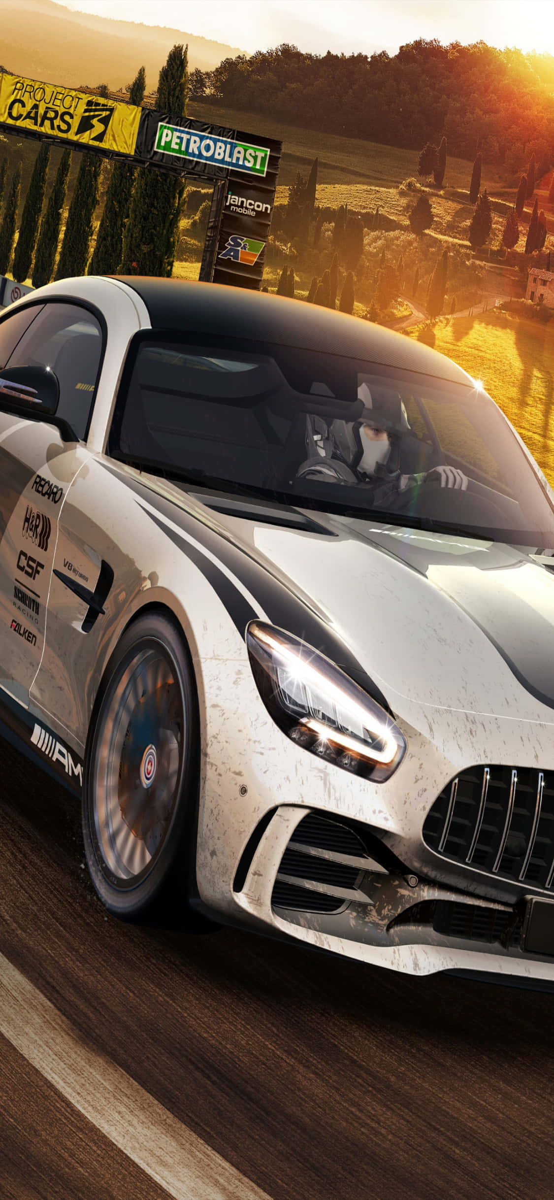 iPhone X Project Cars Baggrund Lysegrå Mercedes AMG GT Wallpapers