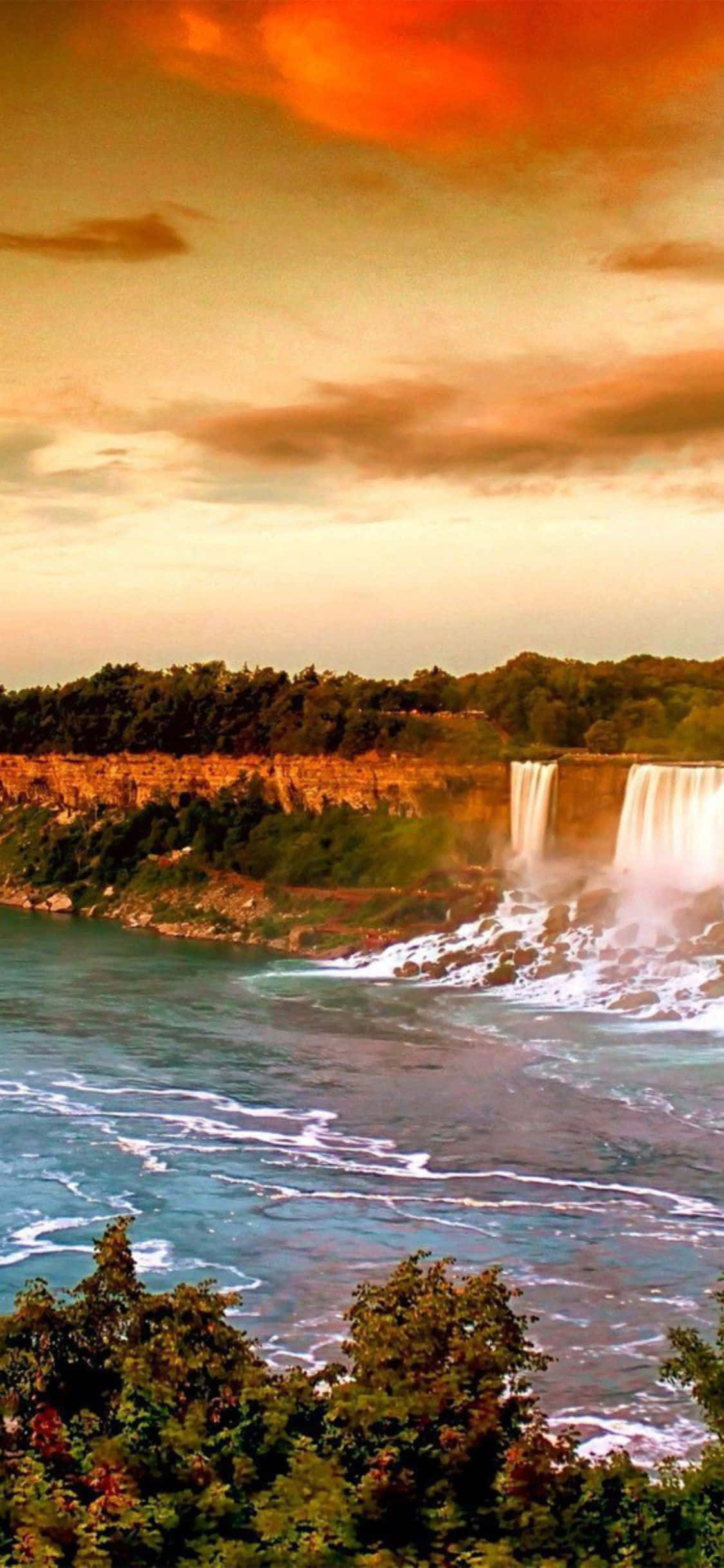 iPhone X Solnedgang Niagara Falls Canada Baggrund Wallpapers