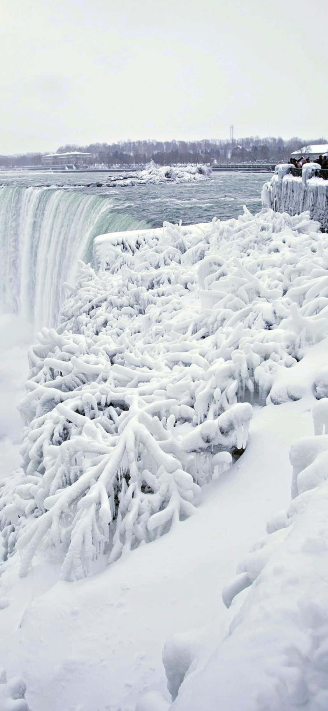 iPhone X Vinter Niagara Falls Baggrund Wallpapers