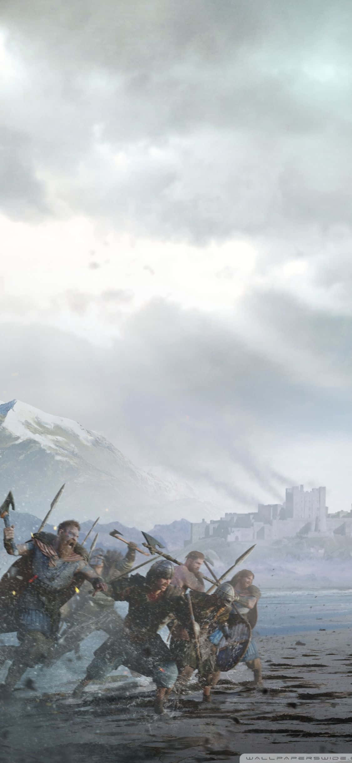 iPhone Xs Assassin's Creed Valhalla Vikingehær Angriber Baggrund Wallpapers