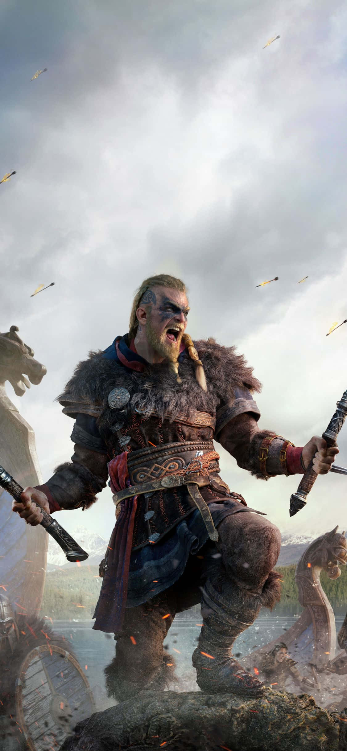 iPhone Xs Assassin's Creed Valhalla Råbende Eivor Baggrund Wallpapers