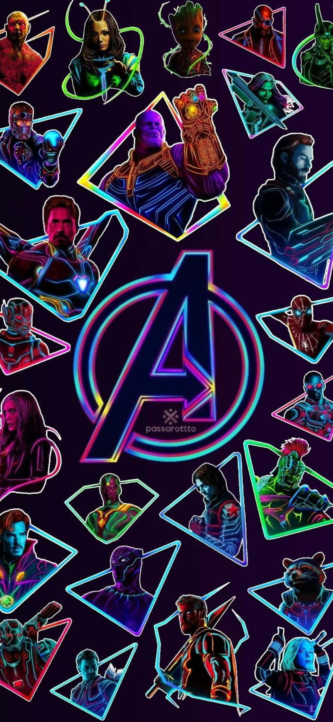 iPhone XS Avengers baggrund neonlyskunst Wallpapers