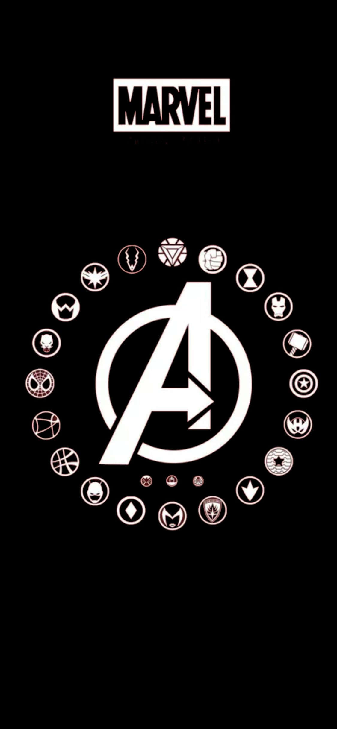 iPhone XS Avengers logo baggrund med superheltesymboler Wallpapers
