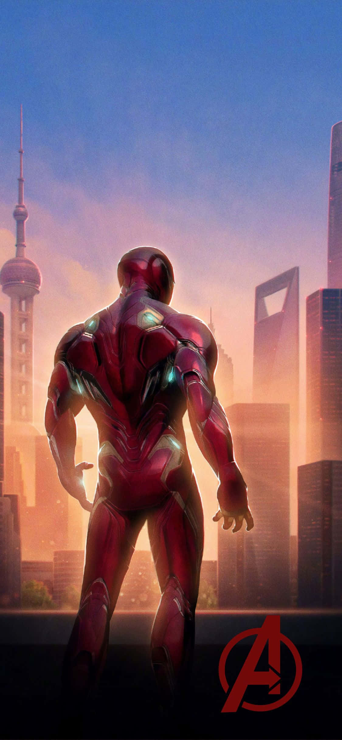 iPhone XS Avengers baggrund af Iron Man i NYC Wallpapers