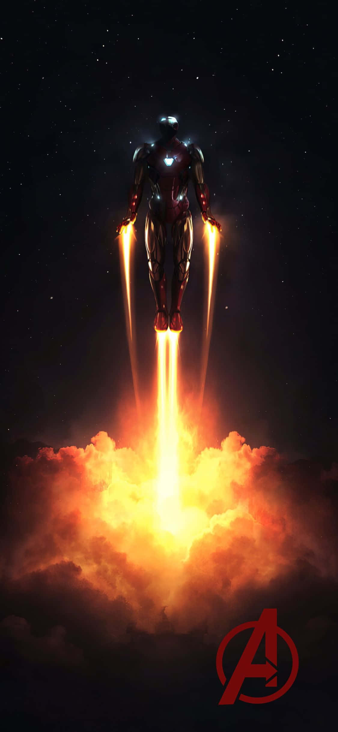 iPhone XS Avengers baggrund Iron Man i flugt Wallpapers