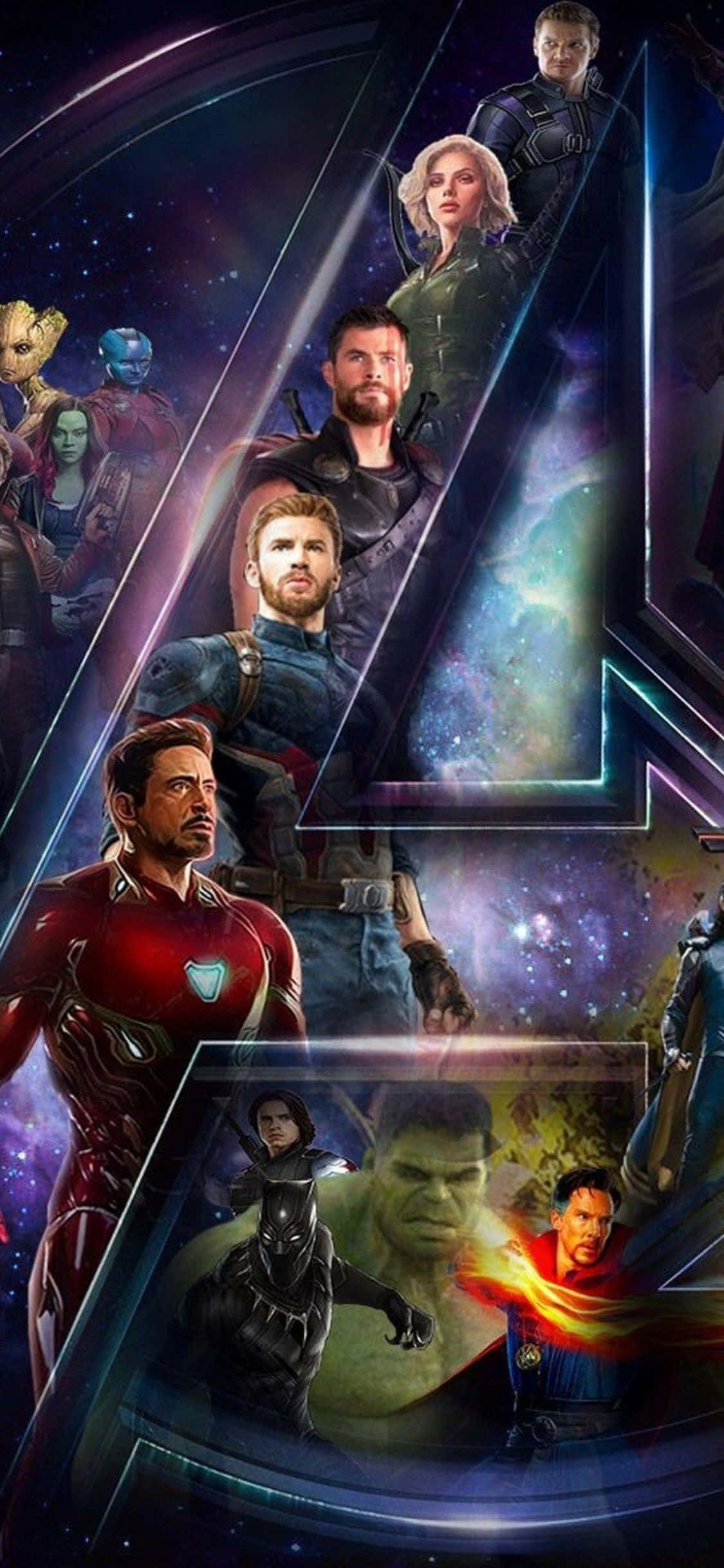iPhone XS Avengers Baggrundslogo med Marvel-heltene Wallpapers