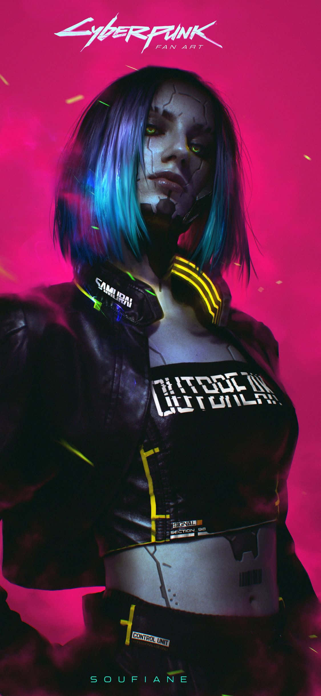 iPhone XS Max Cyberpunk 2077 Cyborg Pink Baggrund Wallpapers