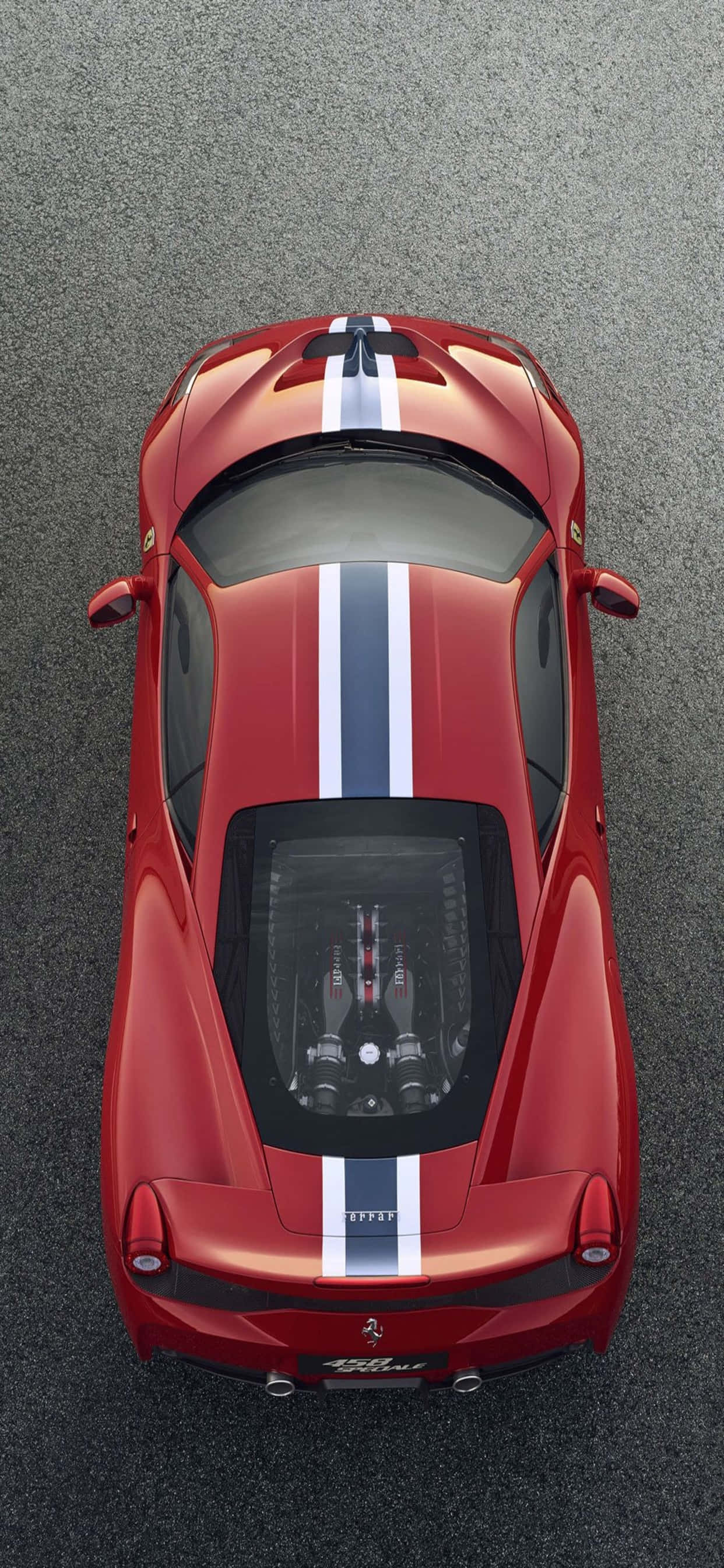 iPhone XS Max Ferrari baggrund – rød 2014 Ferrari 458 Speciale med striber Wallpapers
