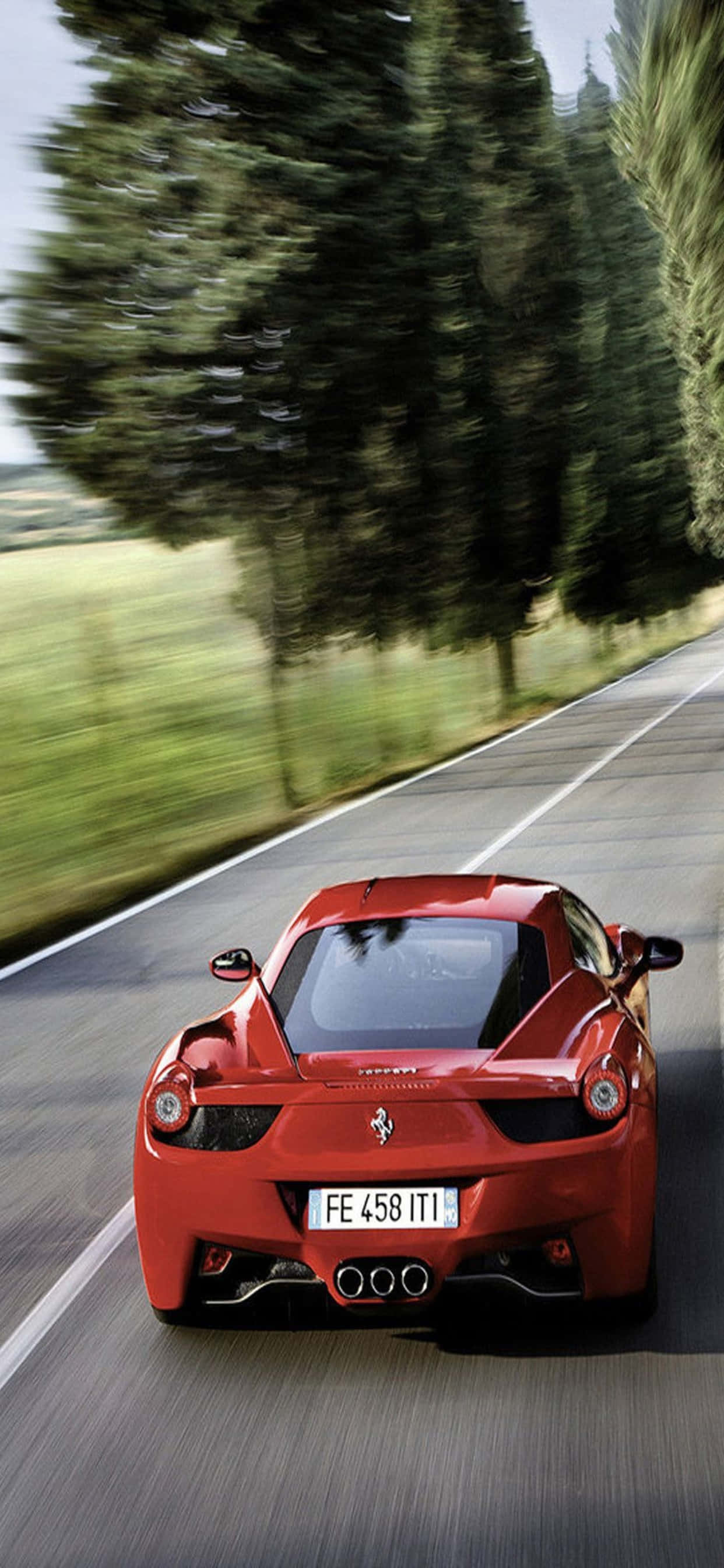 iPhone Xs Max Ferrari Baggrund Rød 2015 Ferrari 458 Spider På Vejen Wallpapers
