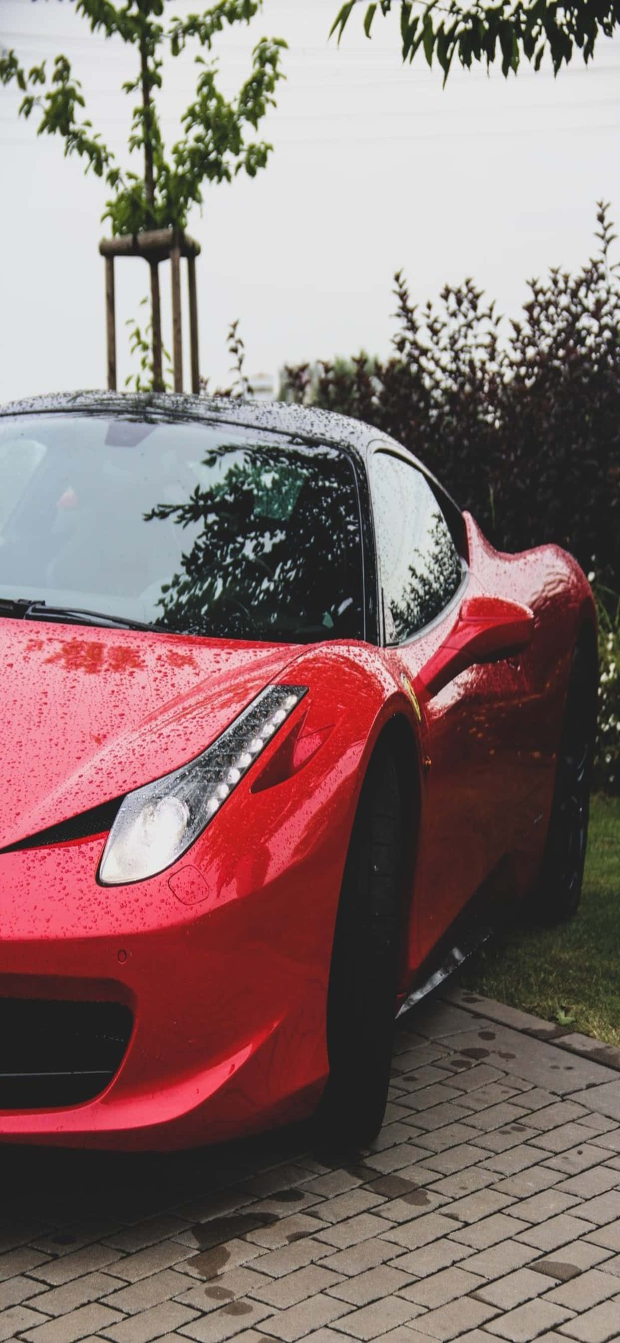 iPhone Xs Max Ferrari Baggrund Parkeret Rød Ferrari 458 Wallpapers