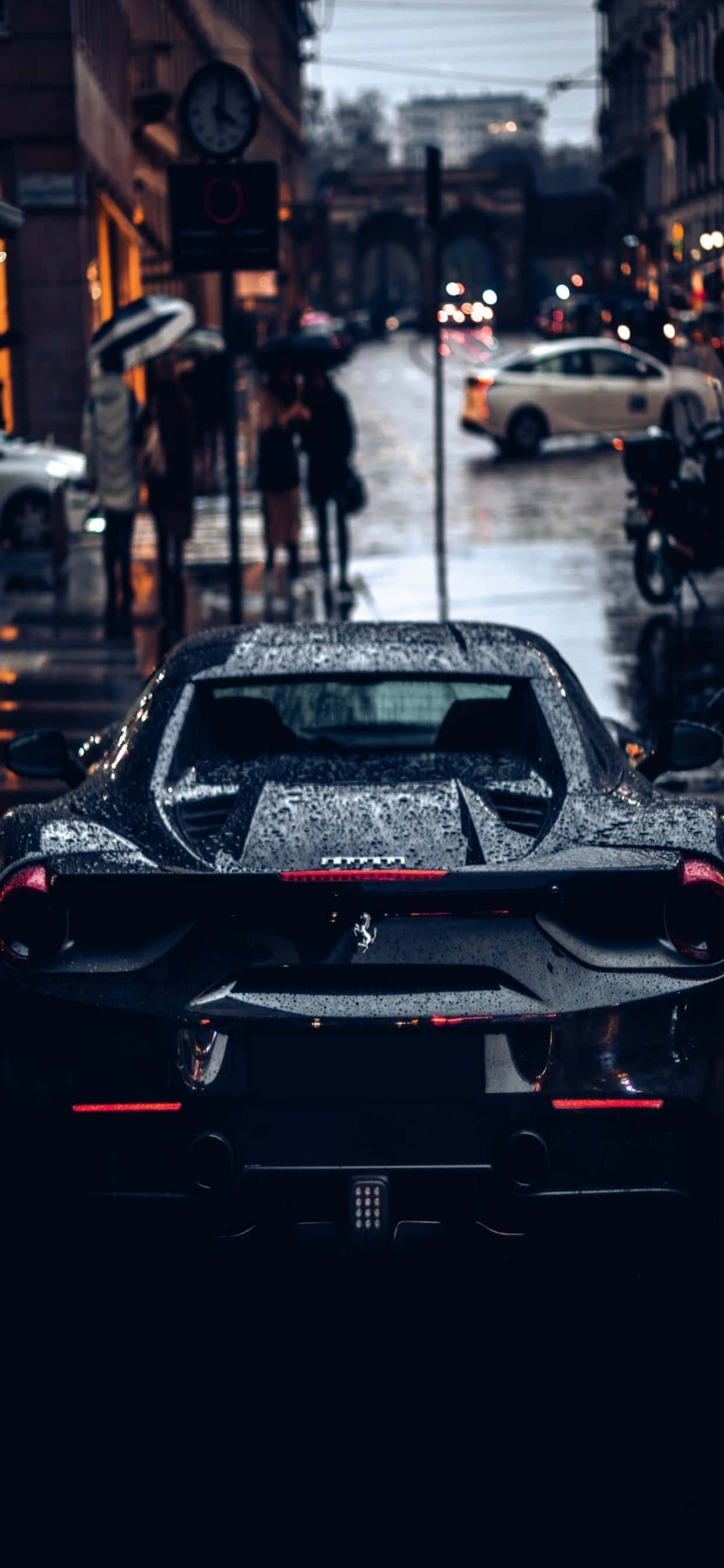 iPhone Xs Max Ferrari Baggrund Sort Våd Ferrari Wallpapers