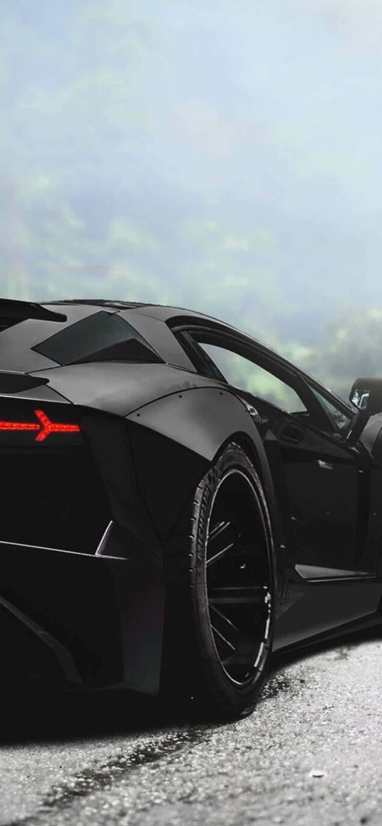iPhone XS Max Lamborghini Sort Baggrund Bagfra Wallpapers