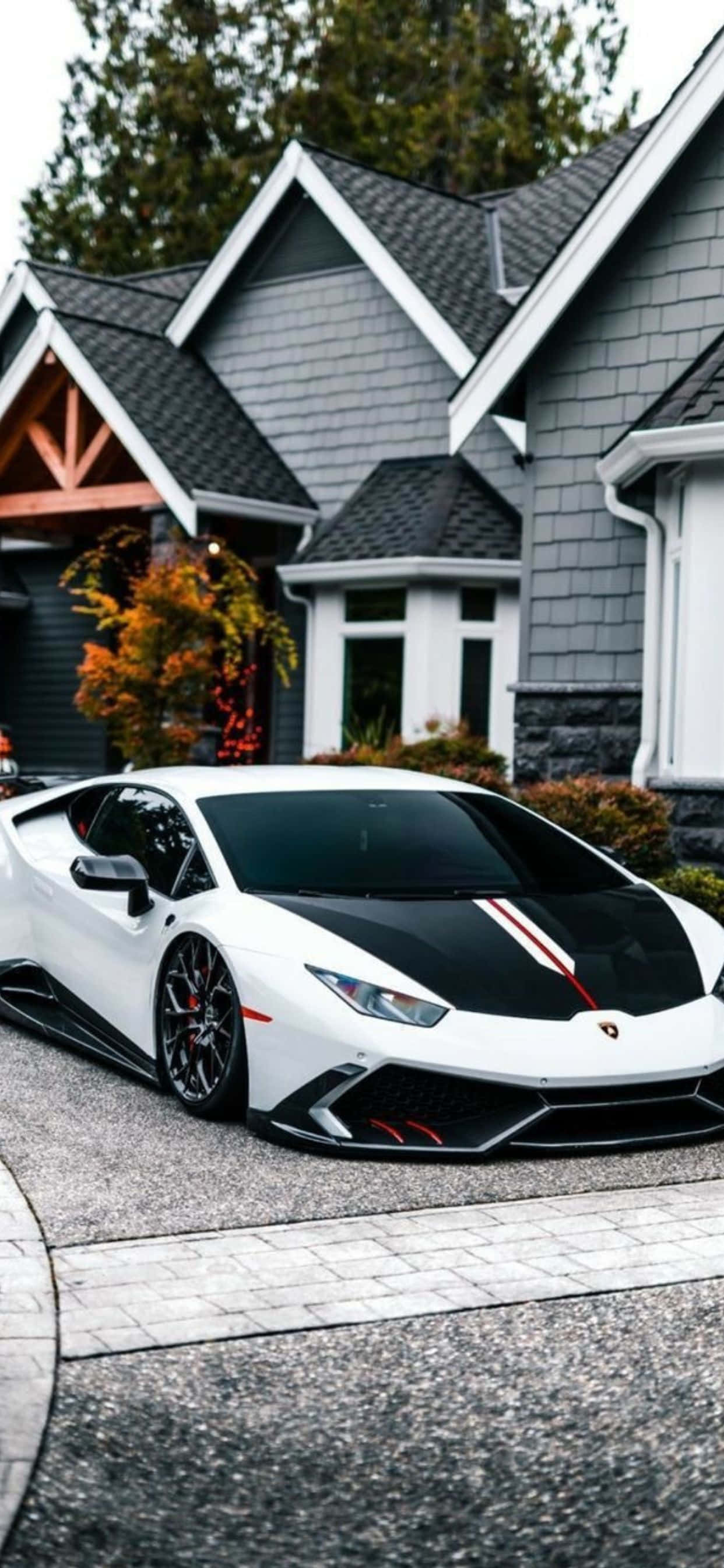 iPhone XS Max Lamborghini hvid og sort baggrund Wallpapers