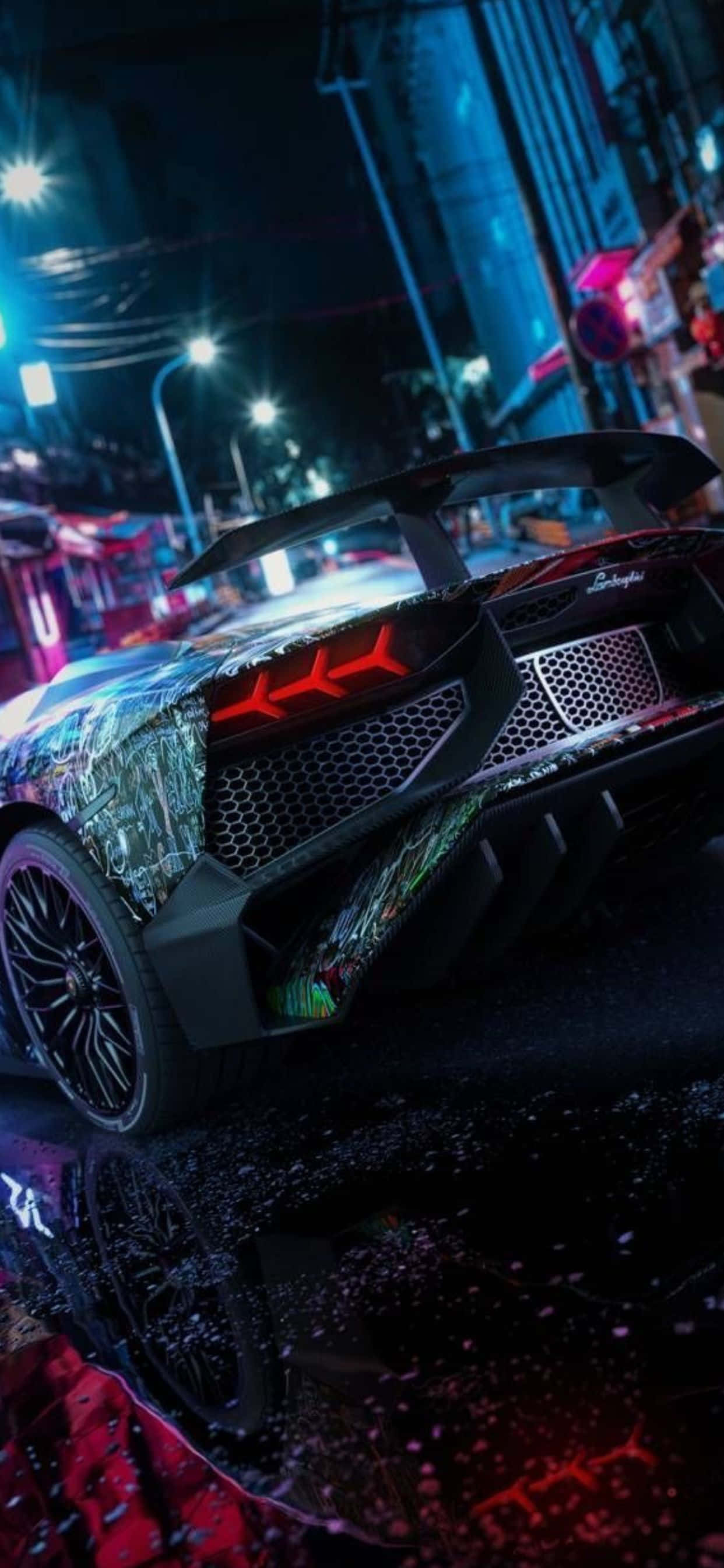 iPhone XS Max Lamborghini Aventador baggrund bagfra Wallpapers