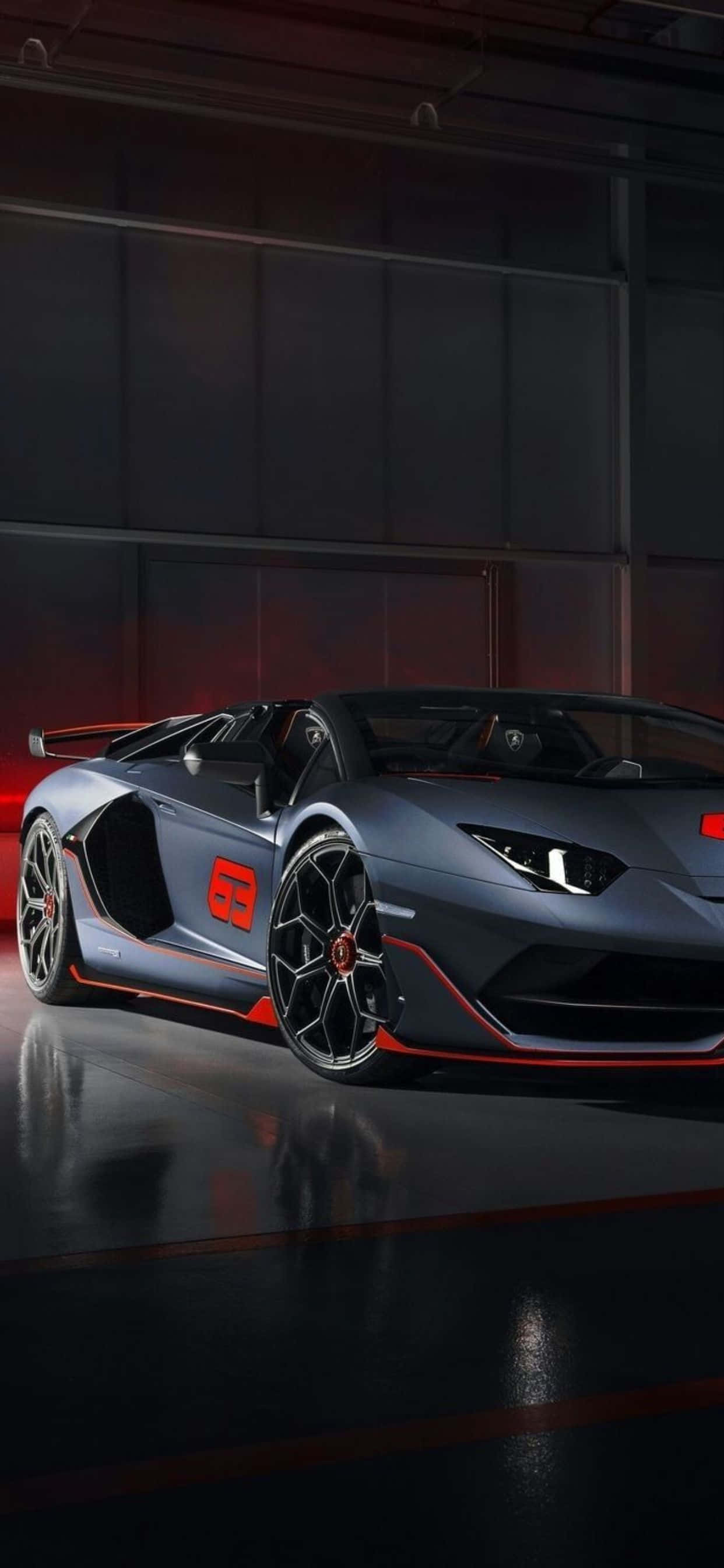 iPhone XS Max Lamborghini Rød og Grå Baggrund Wallpapers
