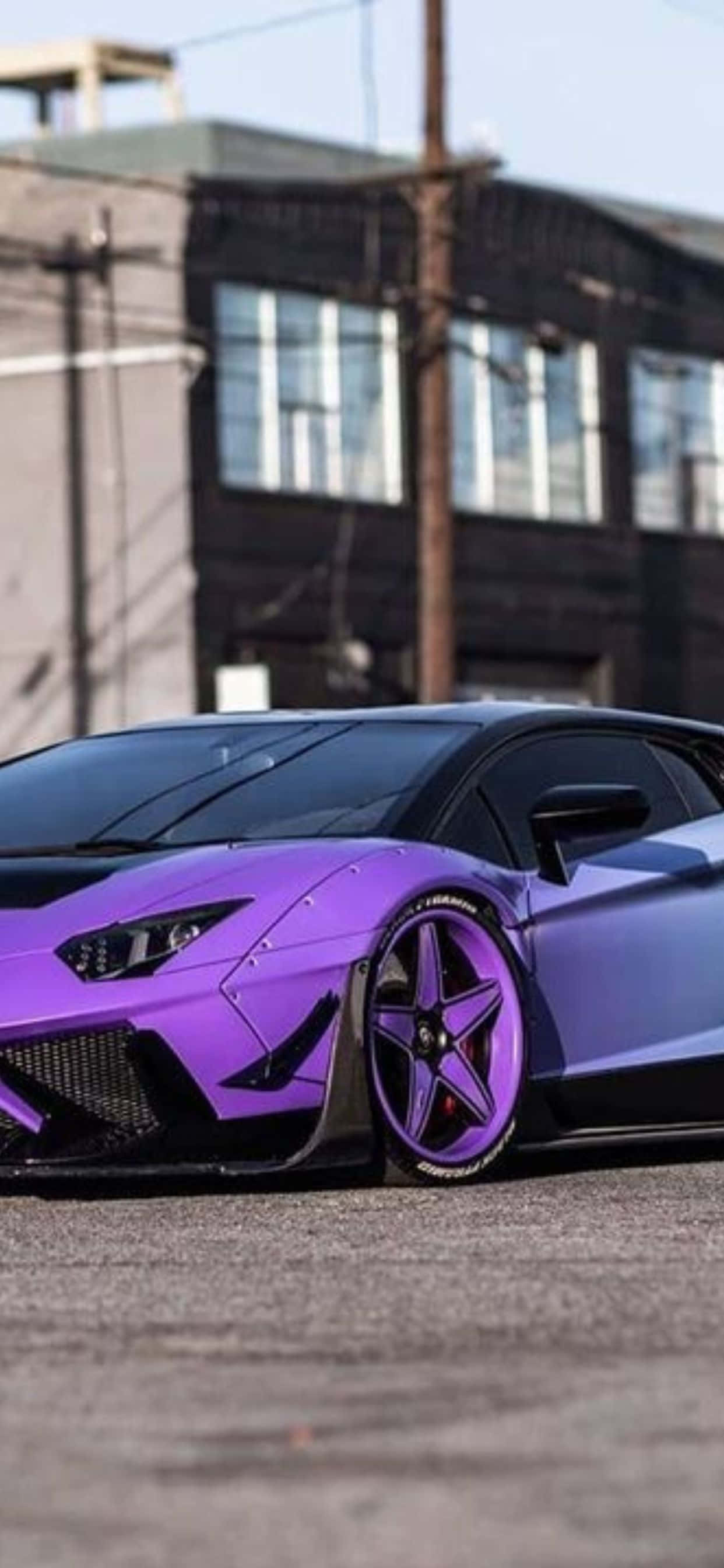 iPhone XS Max Lamborghini lilla og sort baggrund Wallpapers