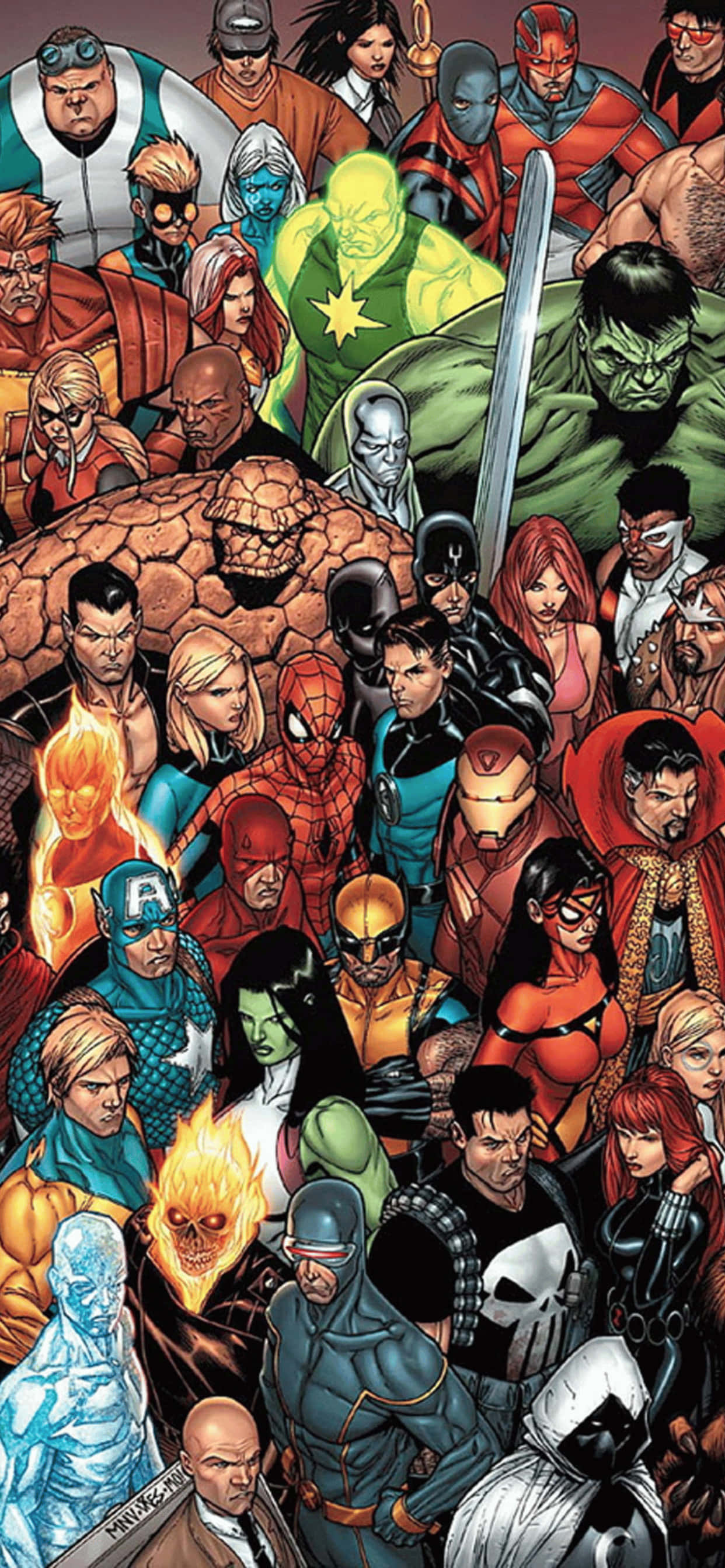 iPhone XS Max Marvel Alle Superhelte Baggrund Wallpapers