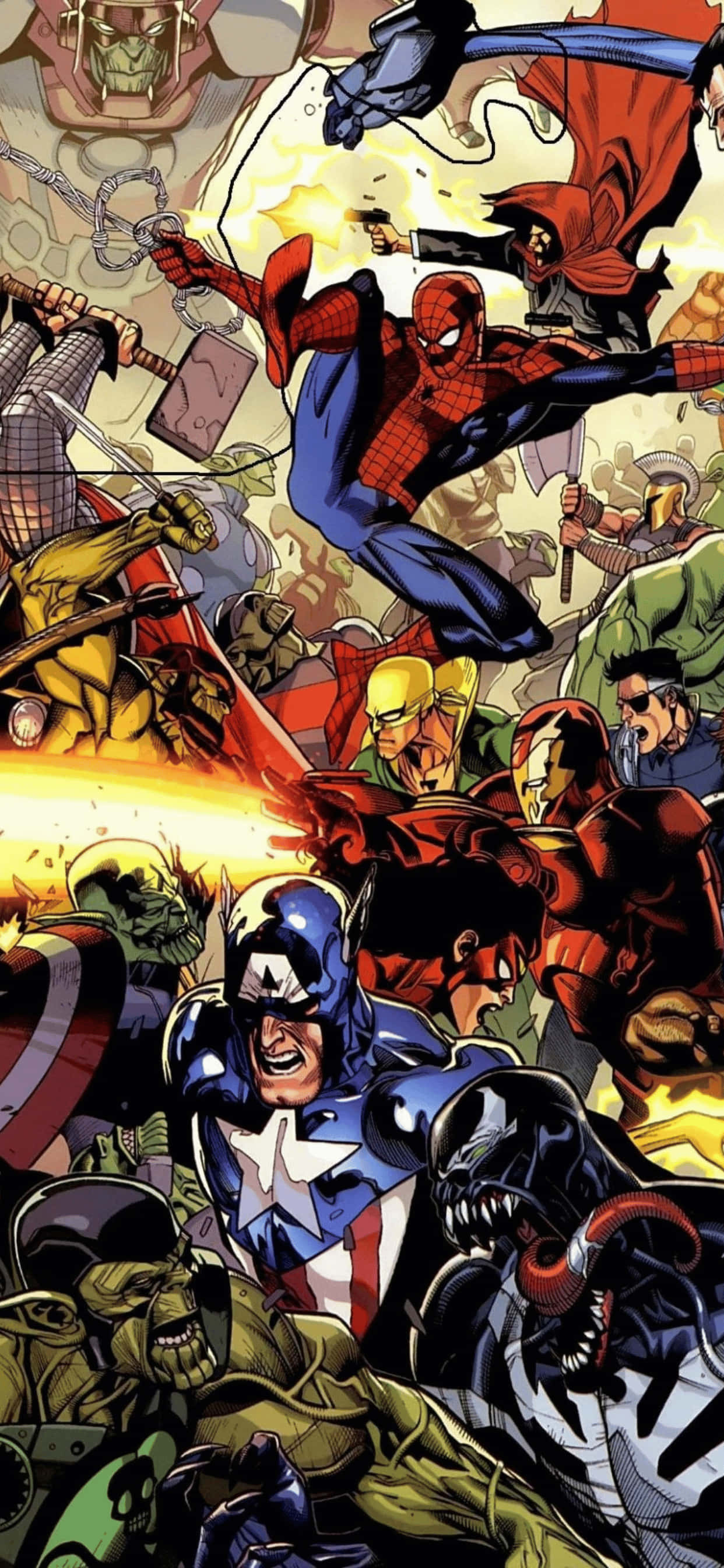 iPhone XS Max Marvel Tegneseriestil Baggrund Wallpapers