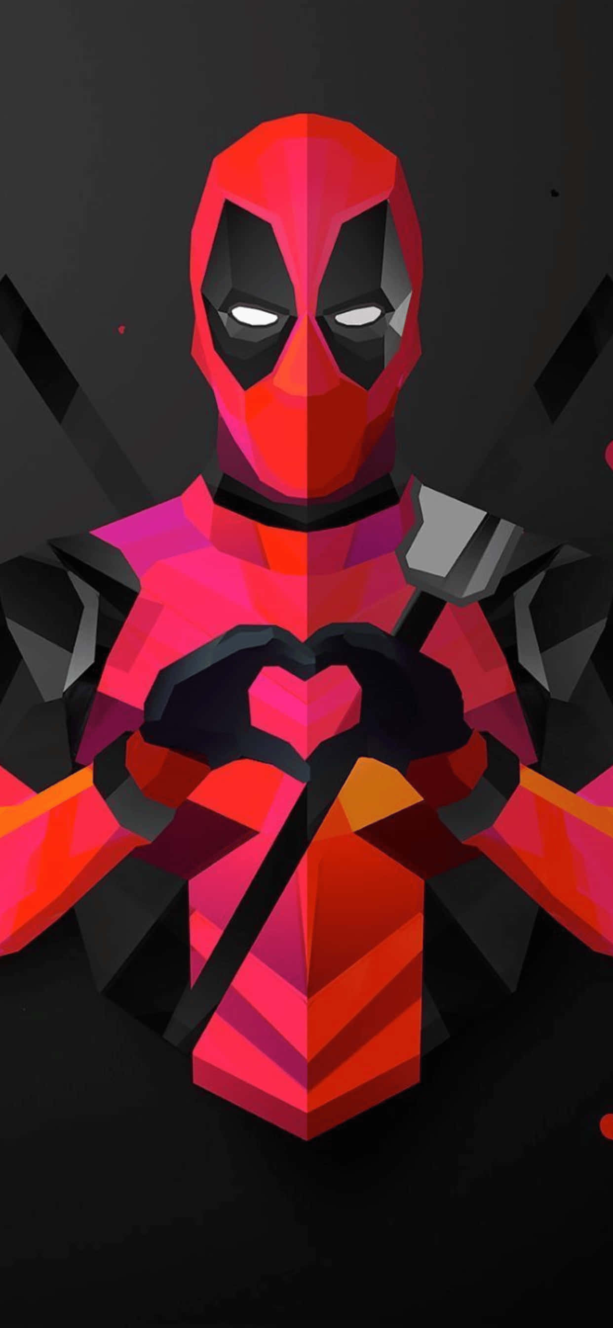iPhone XS Max Marvel Deadpool Hjerte Hånd Baggrund Wallpapers