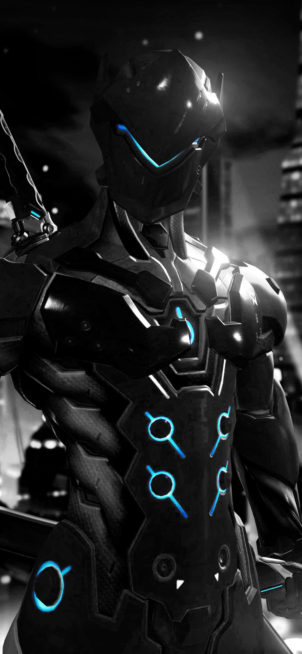 iPhone Xs Max Overwatch Baggrund Genji Sort Dragt Wallpapers