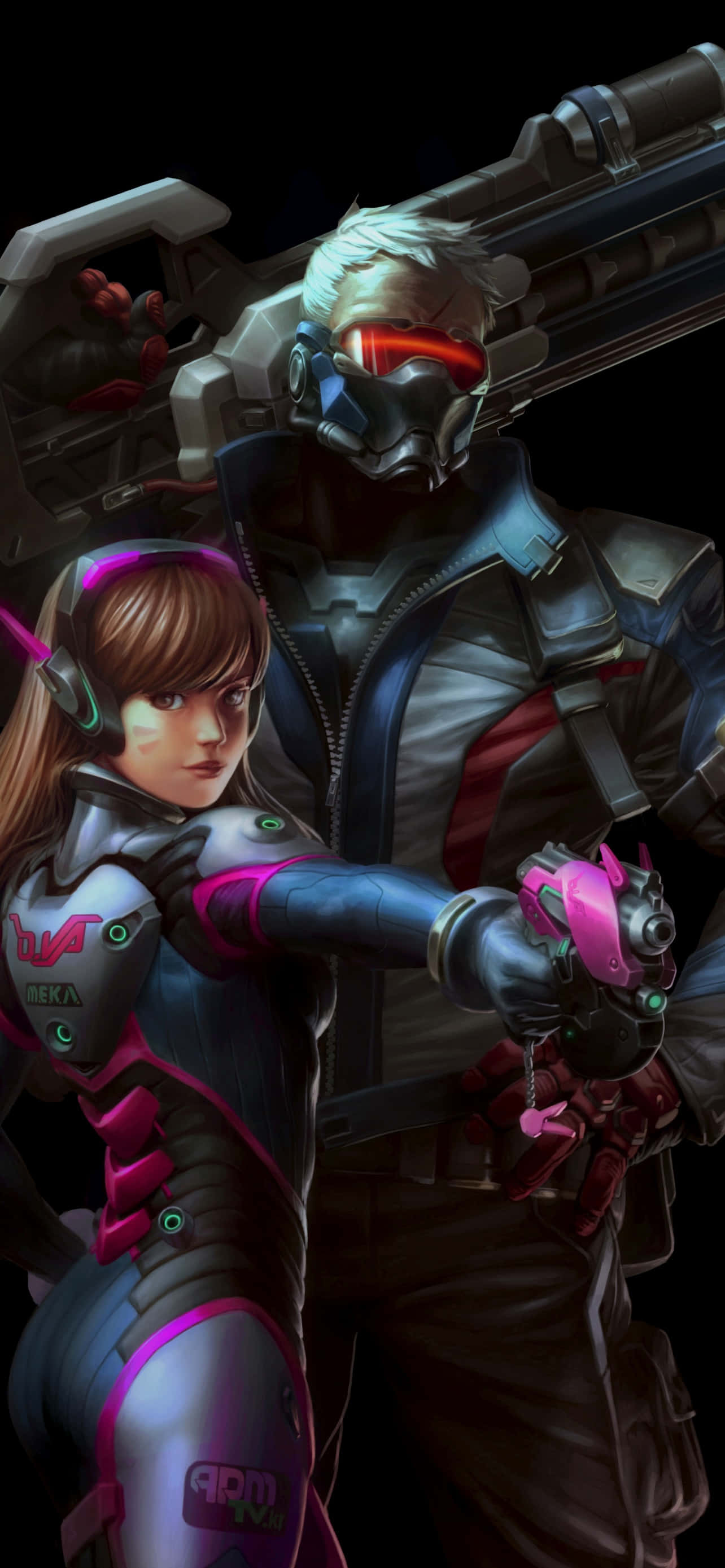 iPhone Xs Max Overwatch Baggrund D.Va Med Soldier 76 Wallpapers