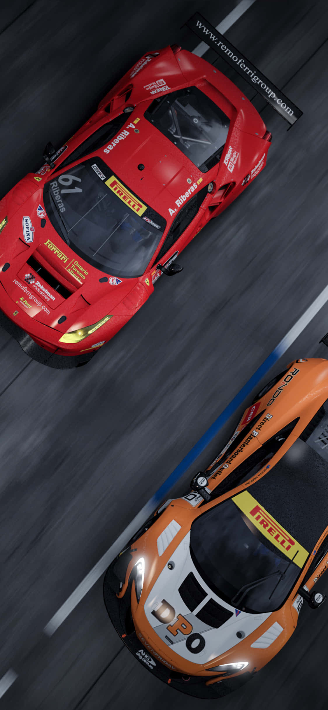 iPhone XS Max Project Cars 2 røde og orange racerbiler baggrund Wallpapers