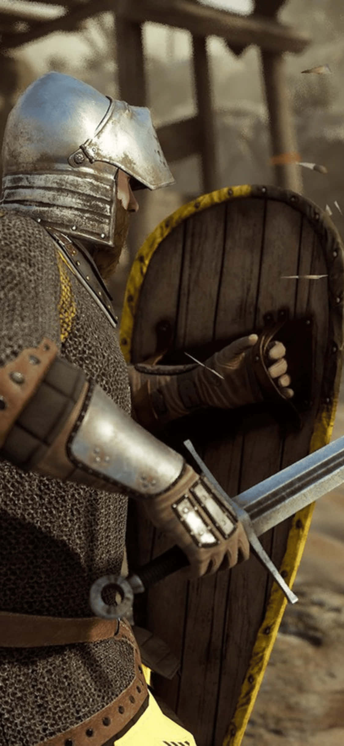 iPhone Xs Mordhau Med Sværd Og Skjold Baggrund Wallpapers