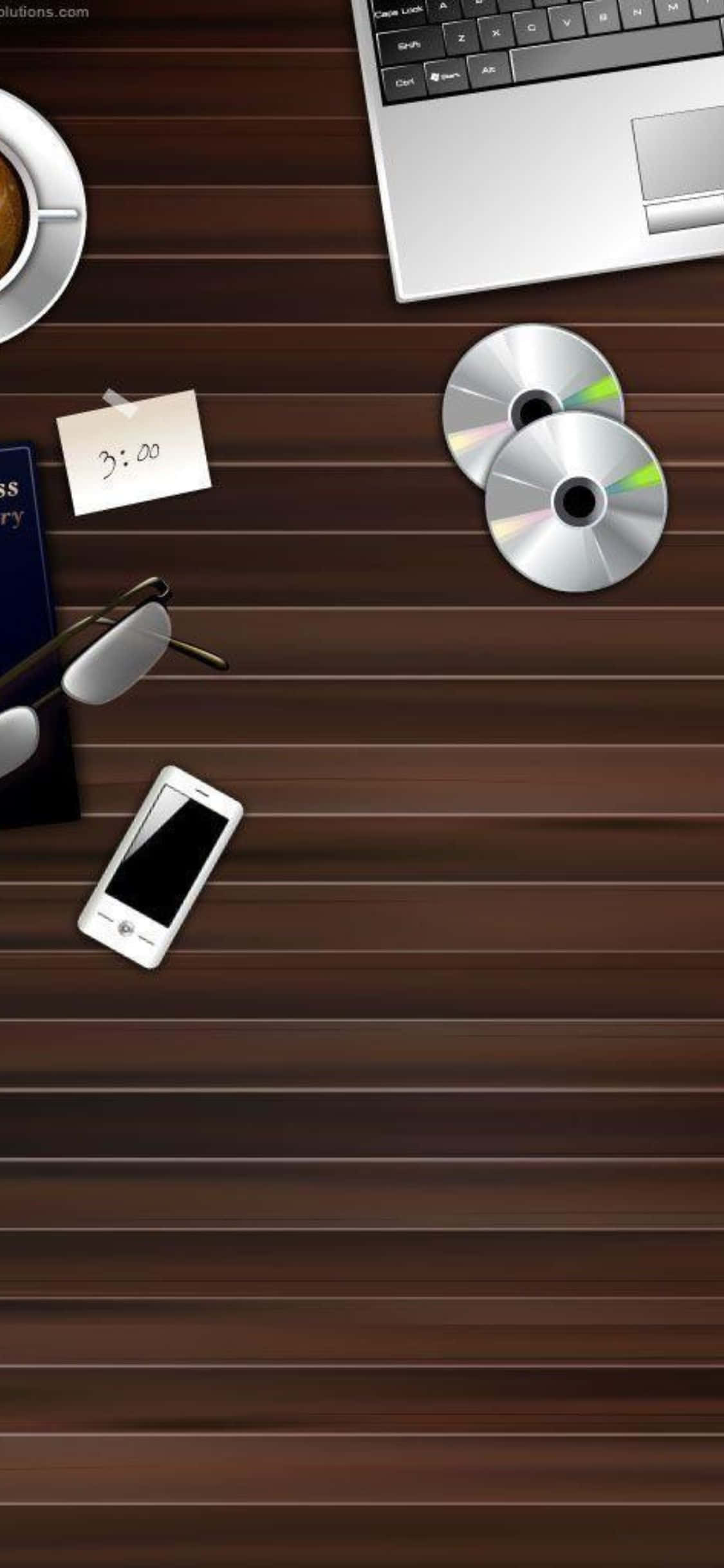 iPhone XS på et lyst, træskrivebord. Wallpapers