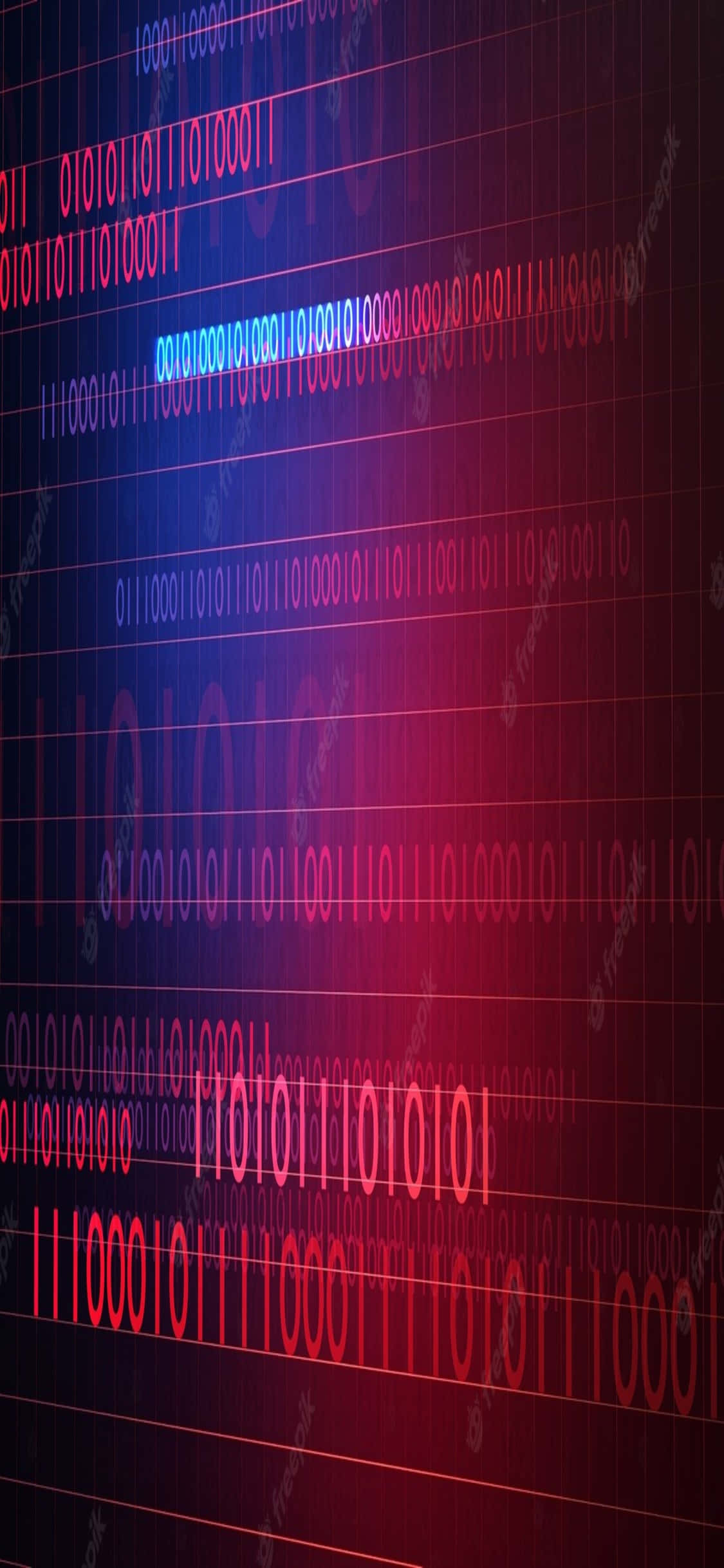 iPhone Xs programmeringsbaggrund med binær glitch Wallpapers