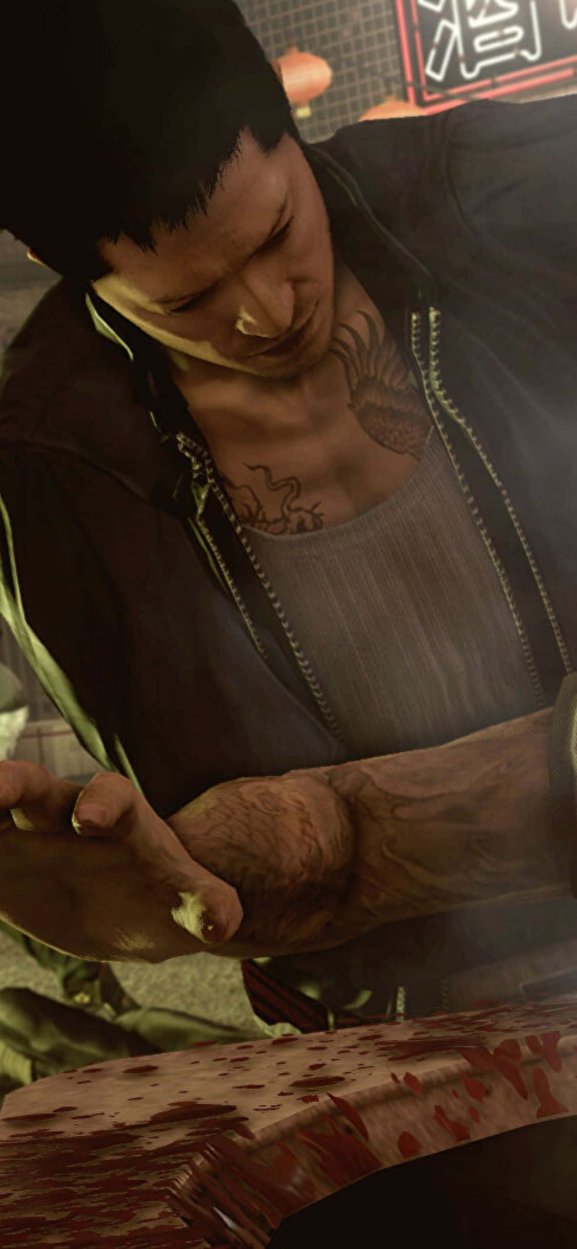 iPhone Xs Sleeping Dogs Hoved i Ventilationsskakt Baggrund Wallpapers