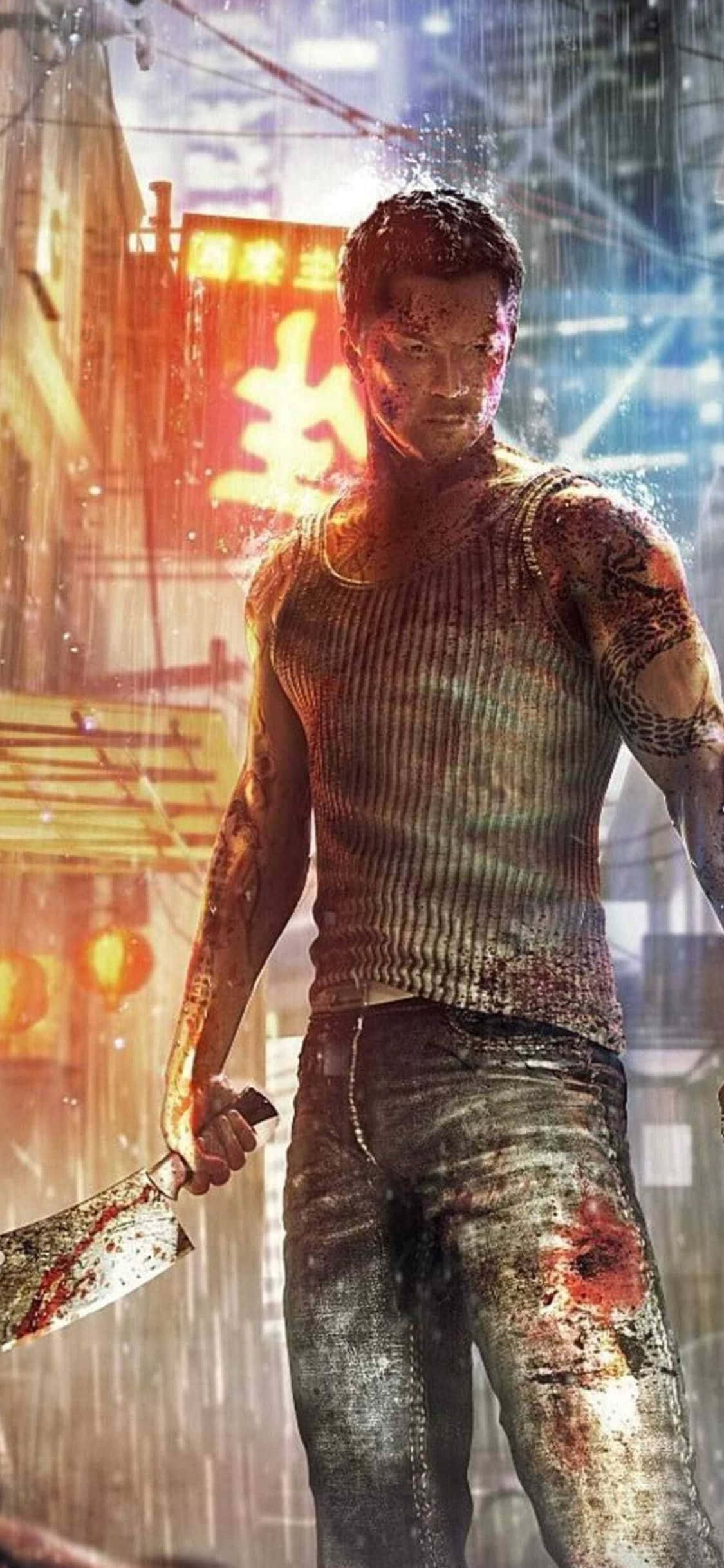 iPhone Xs Sleeping Dogs Knife Regn Baggrund Wallpapers