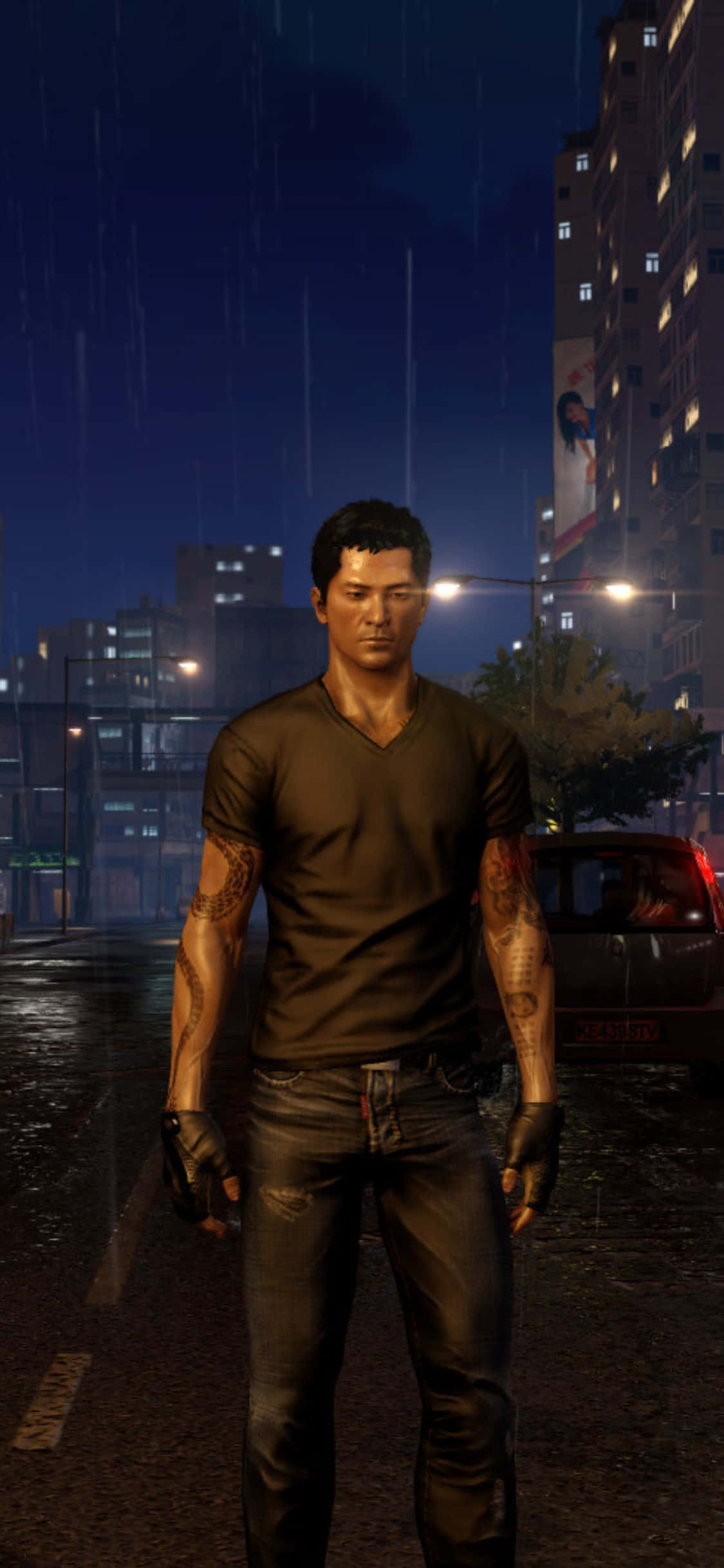 iPhone Xs Sleeping Dogs V-hals Regn Baggrund Wallpapers