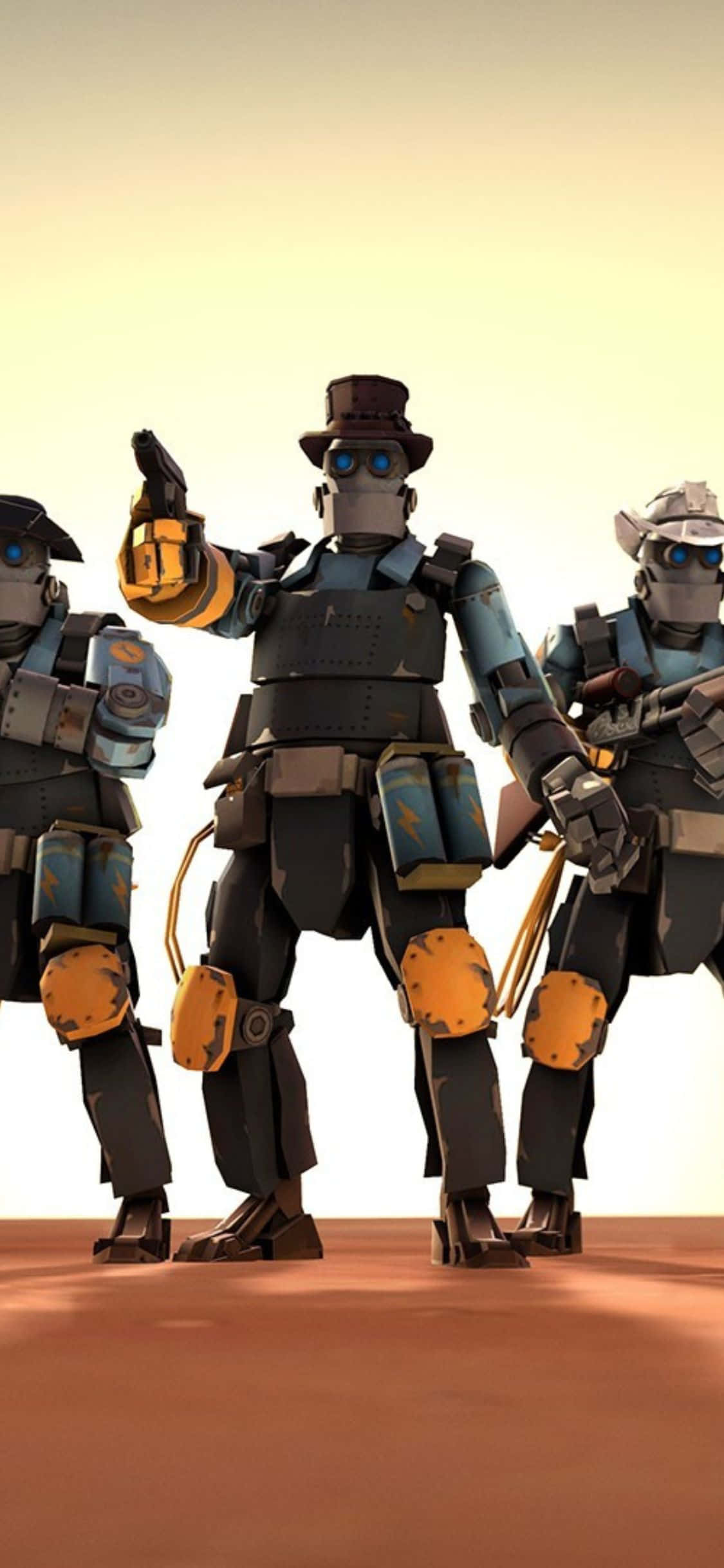 iPhone XS Team Fortress 2 Cowboy Robotter Baggrund Wallpapers