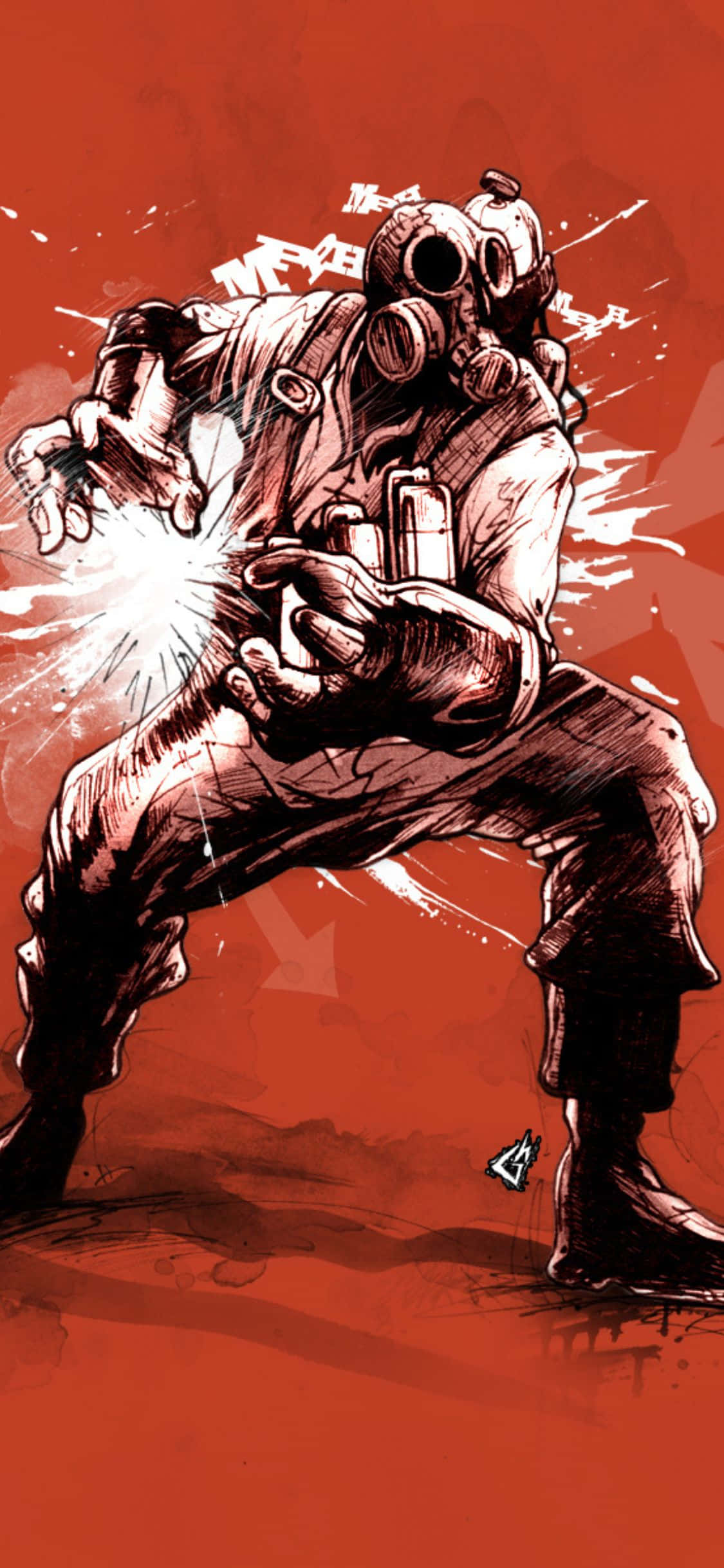iPhone XS Team Fortress 2 Monokrom Pyro Baggrundskunstværk Wallpapers