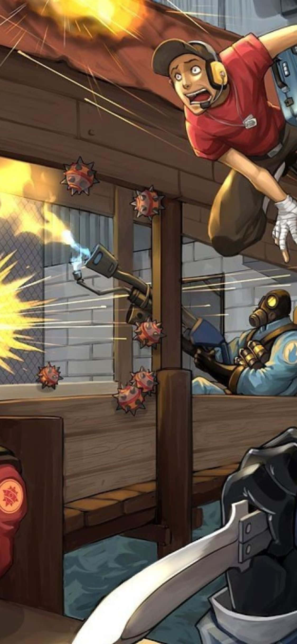 iPhone XS Team Fortress 2 tegneseriestil baggrund Wallpapers