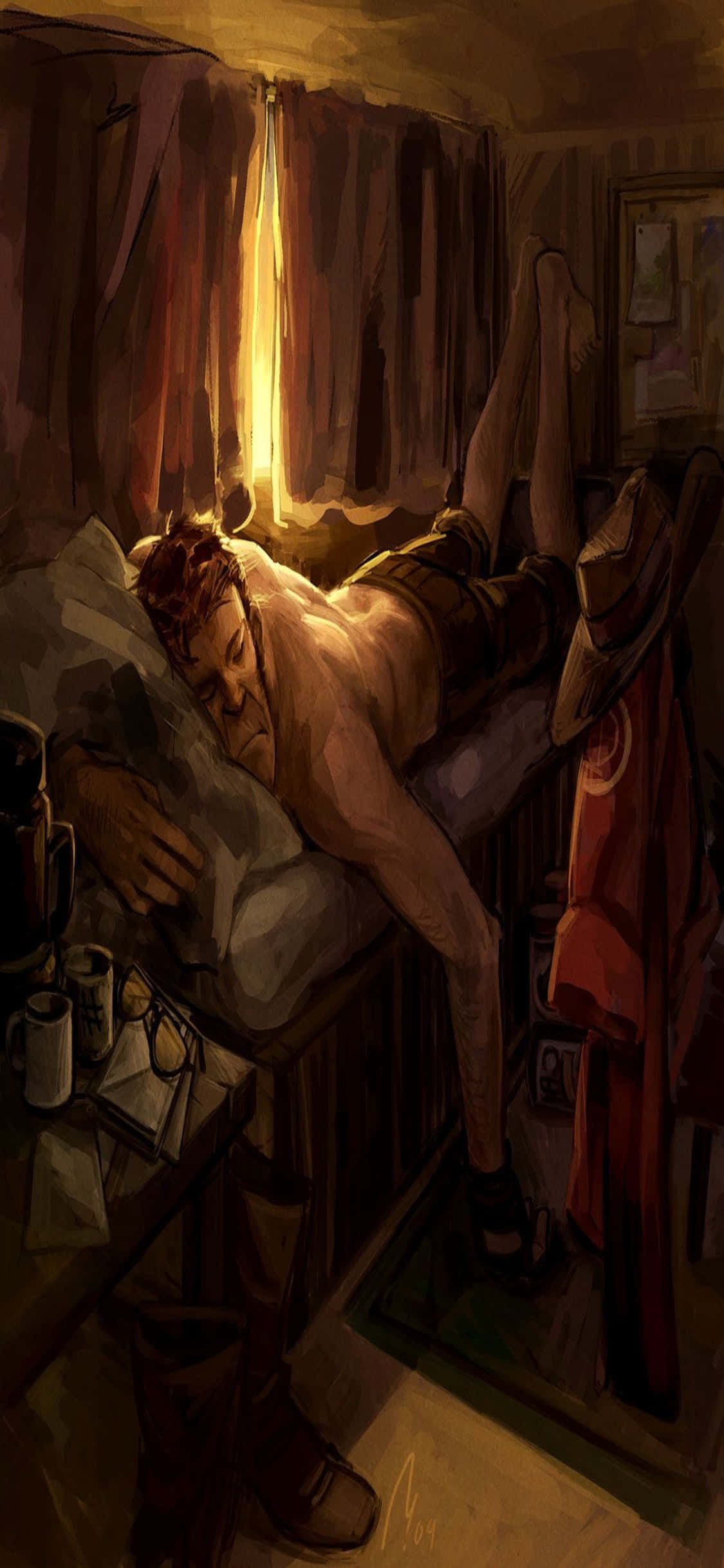 iPhone Xs Tf2 Baggrund Fanart Maleri Sniper Sovende Wallpapers