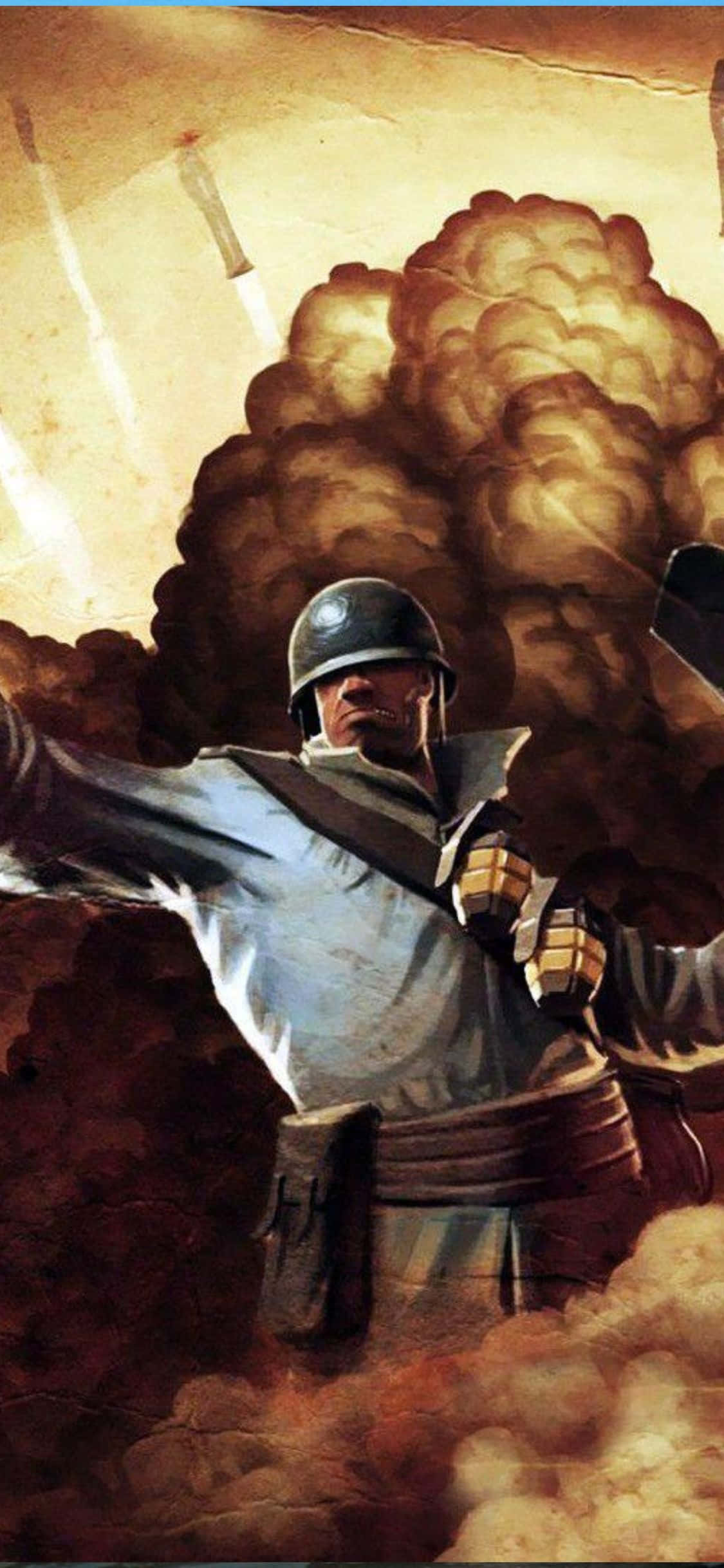 iPhone Xs Tf2 Baggrund Den Blå Soldat Med Eksplosiv Baggrund Wallpapers