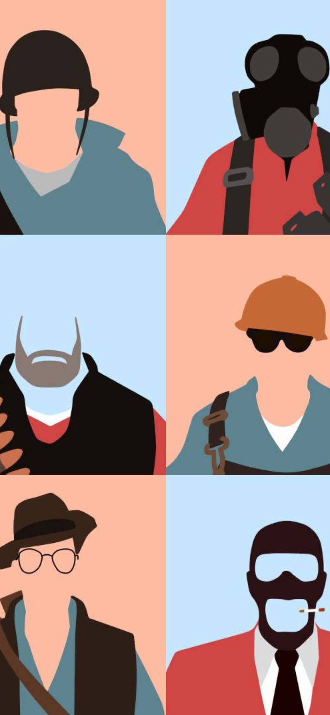 iPhone Xs Tf2 Baggrund Farverige Silhuetter Af Figurer Wallpapers