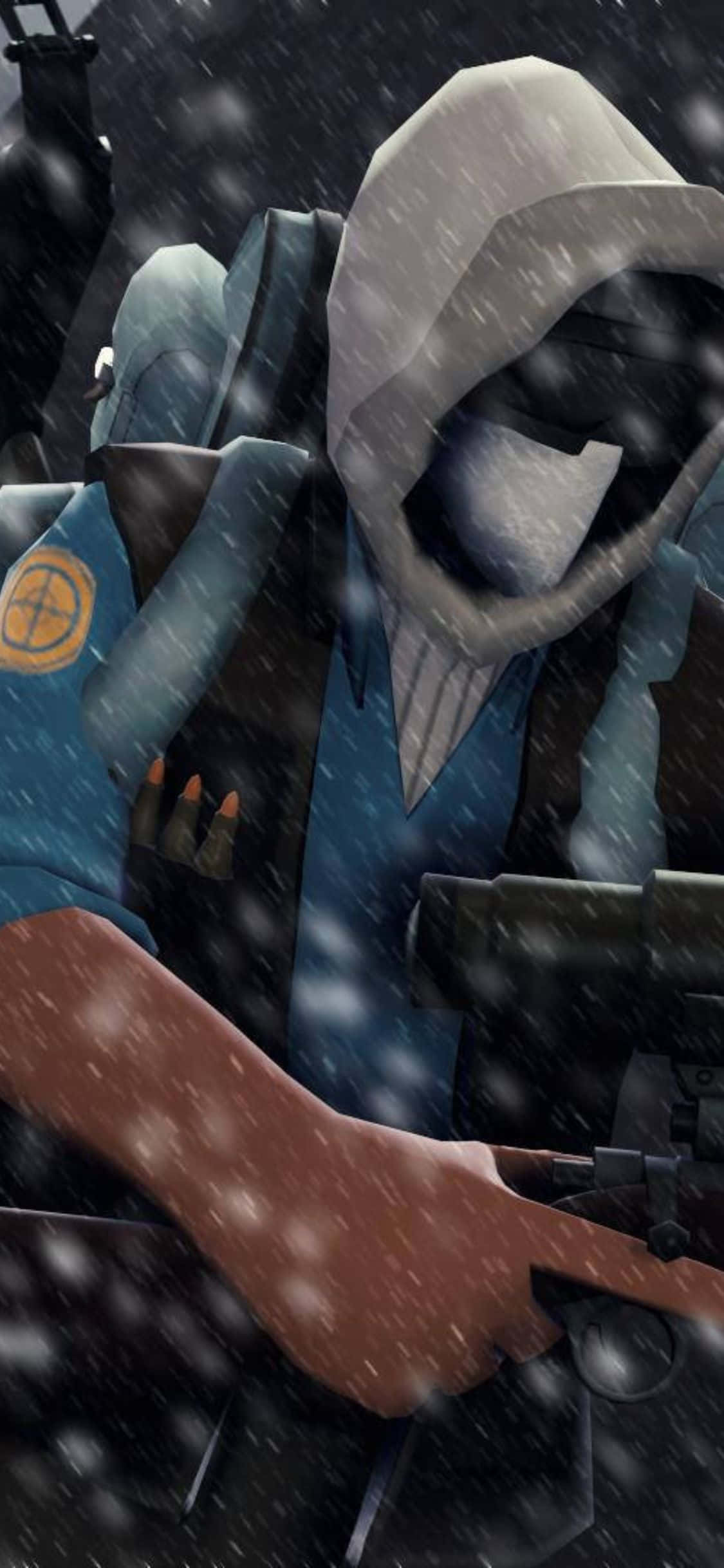 iPhone Xs Tf2 Baggrund Hætteklædt Snigskytte i Sneen Wallpapers