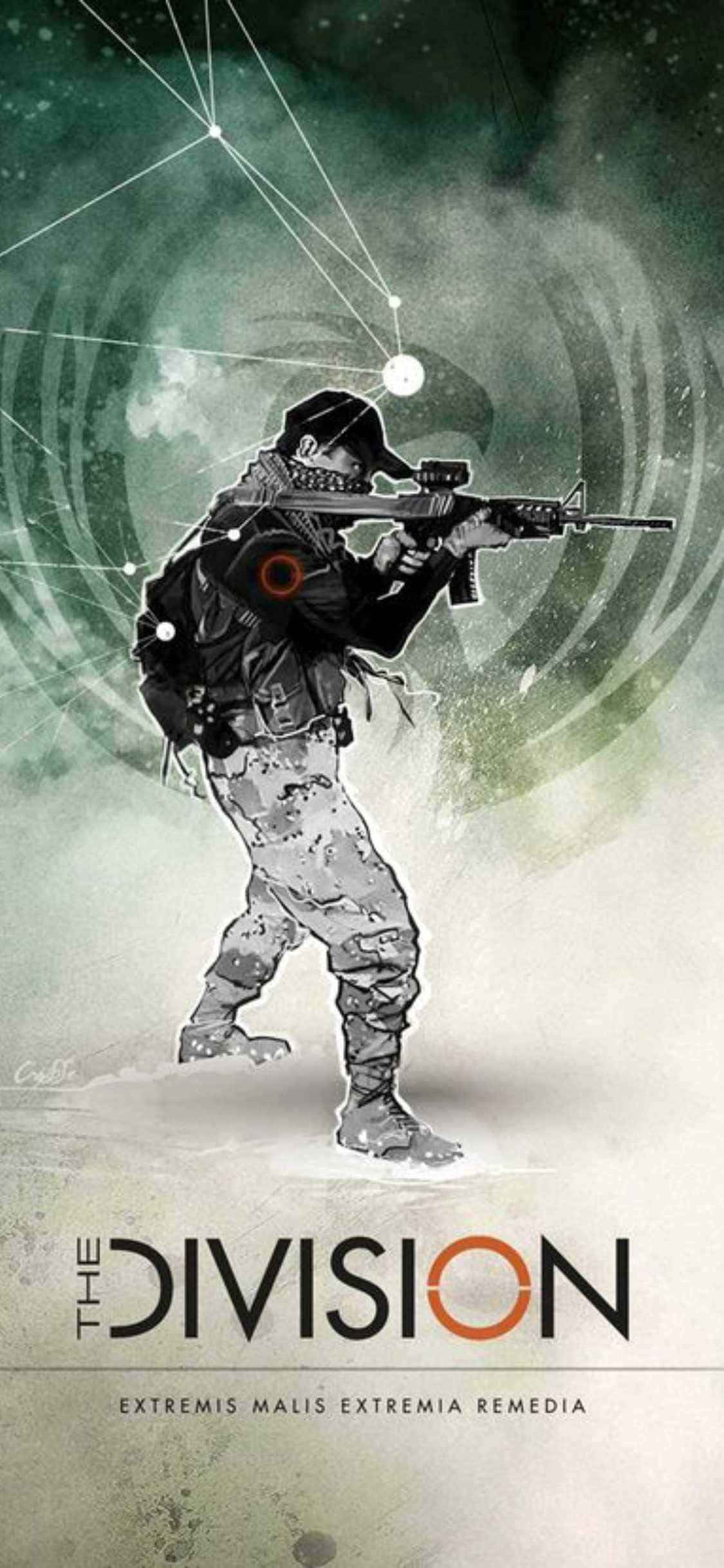 iPhone Xs The Division baggrund spil titel plakat med sigtende mand Wallpapers