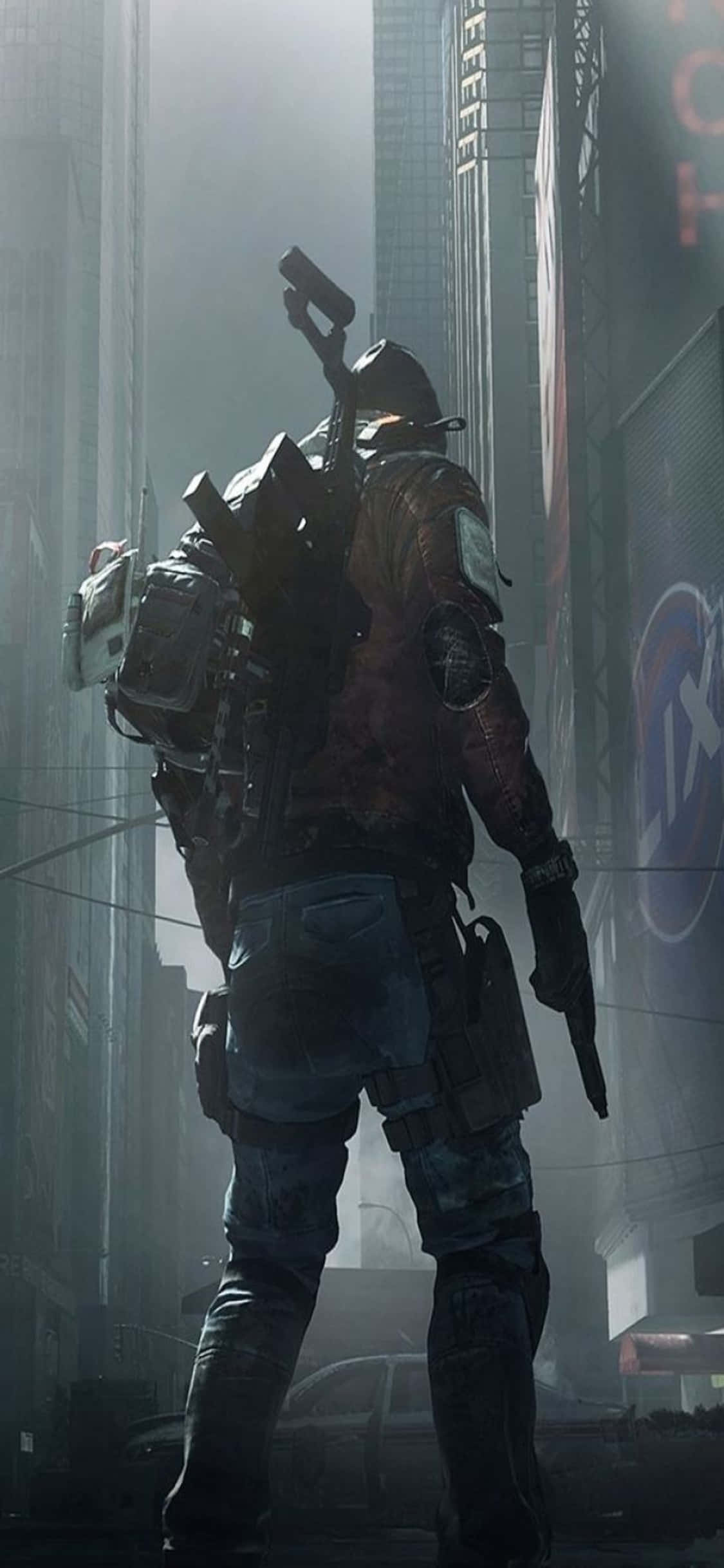 iPhone Xs The Division baggrund med mand i fuldt udstyr Wallpapers
