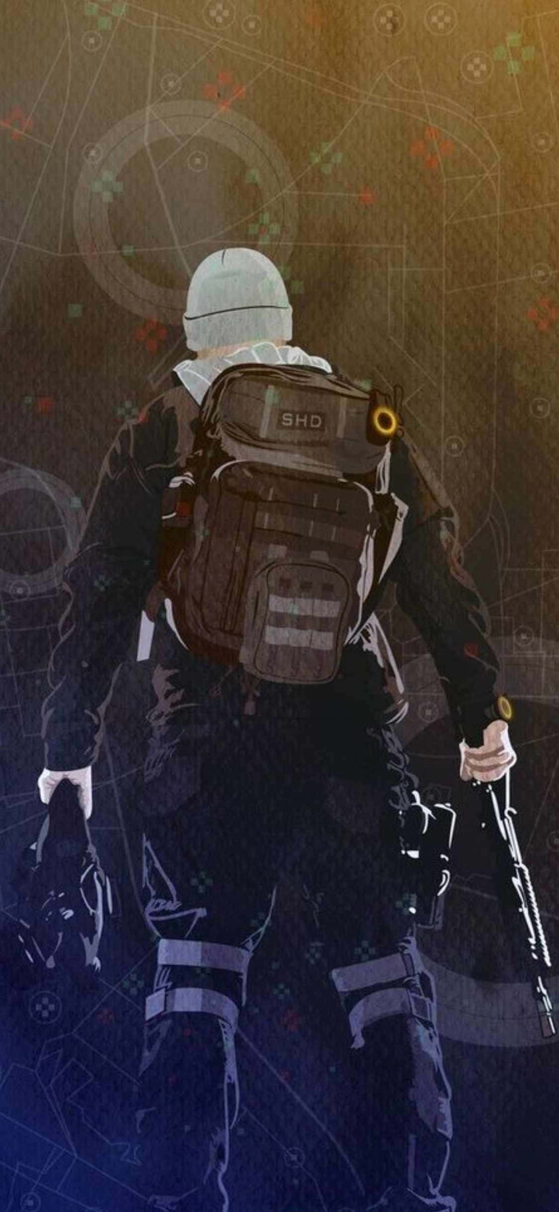 iPhone Xs The Division baggrund med en mand med rygsæk Wallpapers