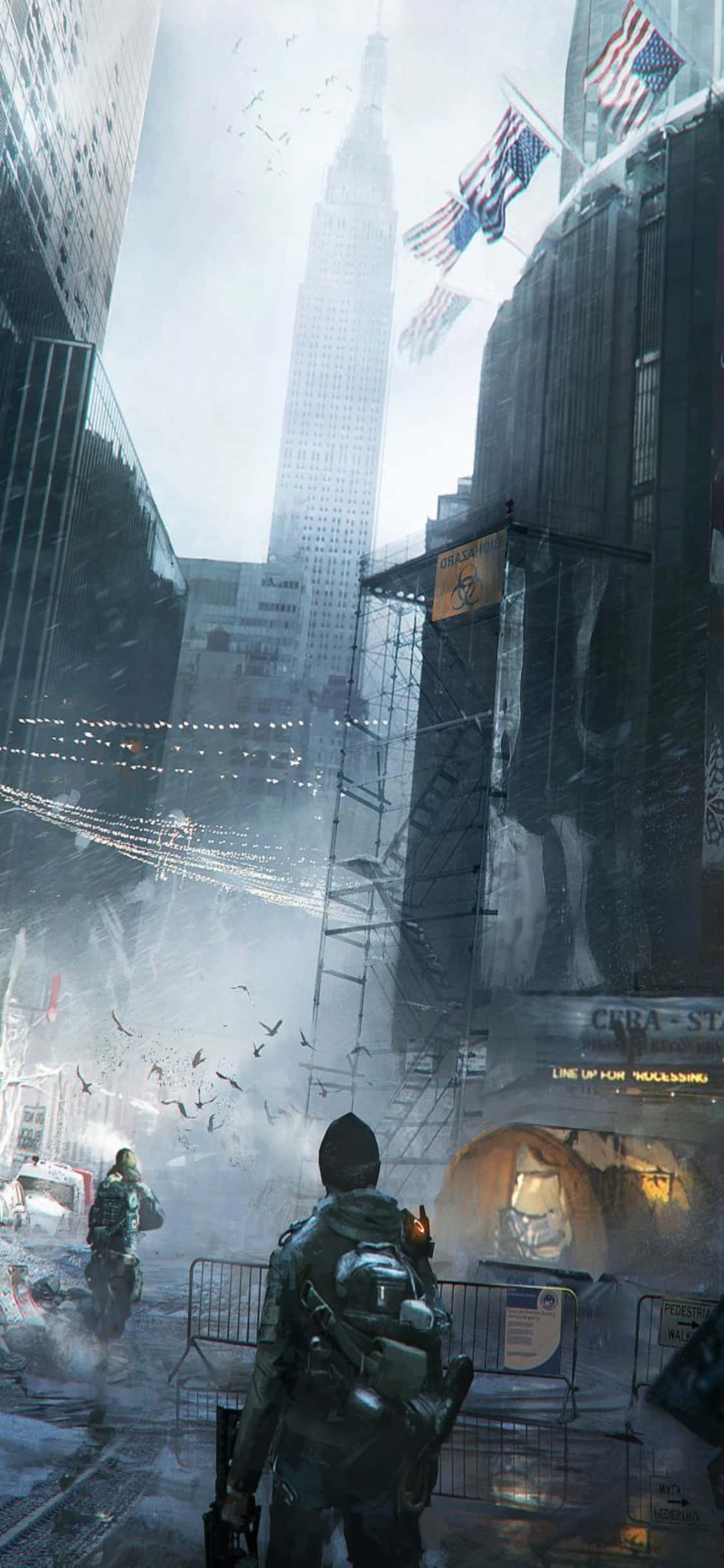 iPhone Xs The Division Baggrund Hold Bevæger Sig Gennem Røg Wallpapers